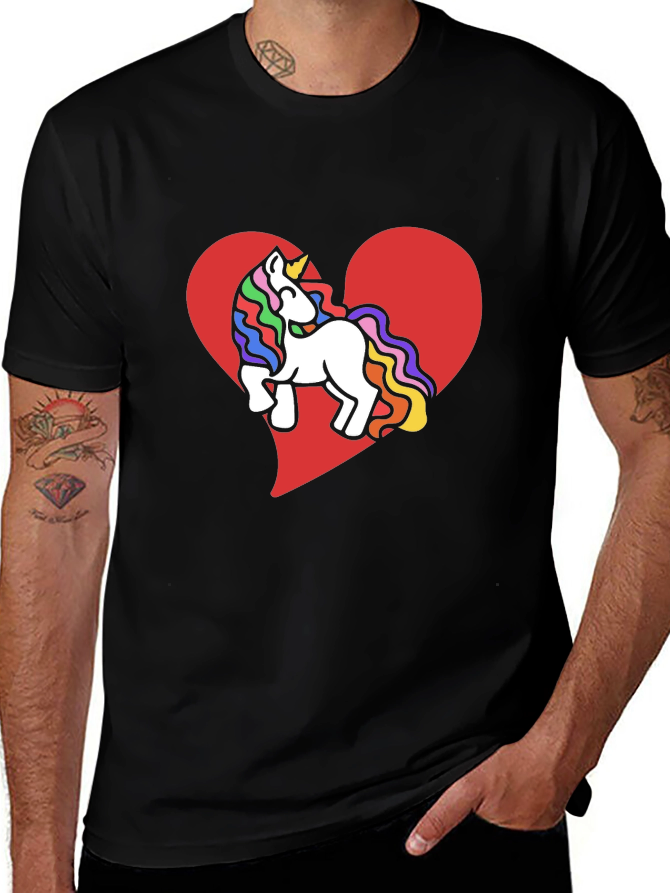 Variant 8 of Unicorn Heart Tee - Rainbow Mane Graphic T-Shirt