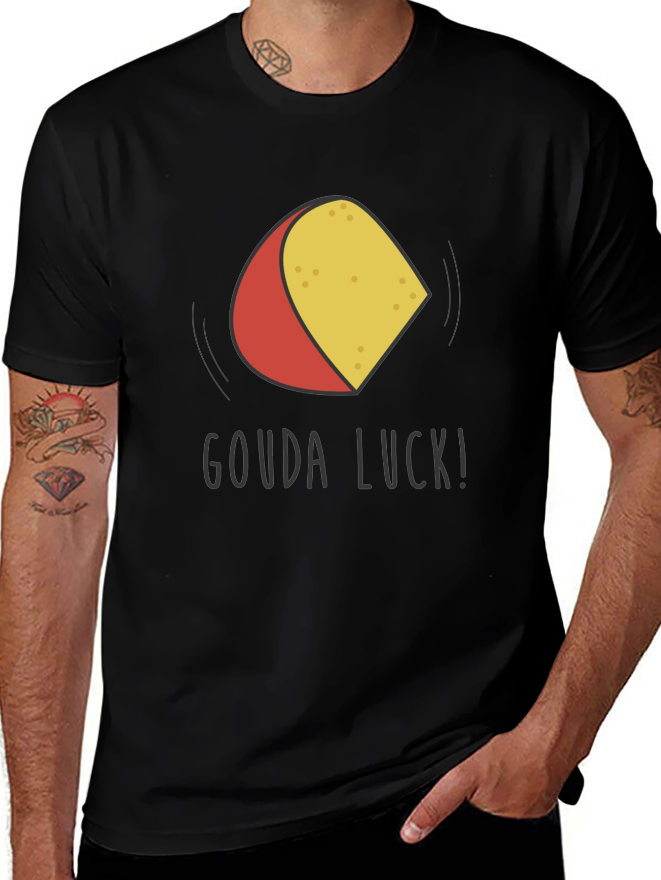 Variant 18 of Gouda Luck! Funny Cheese Graphic T-Shirt