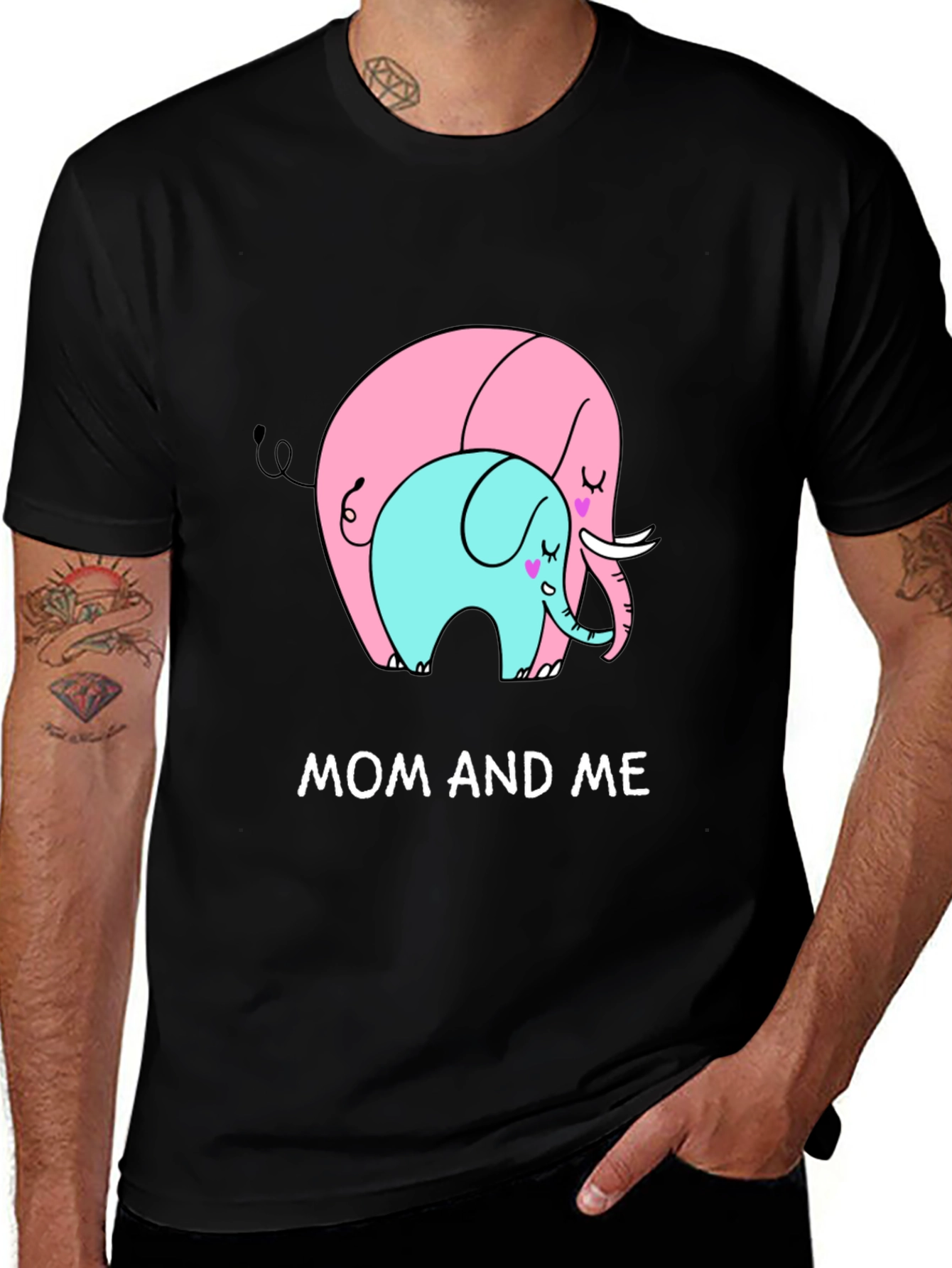 Variant 20 of Mom and Me Elephant Graphic Tee - Black
