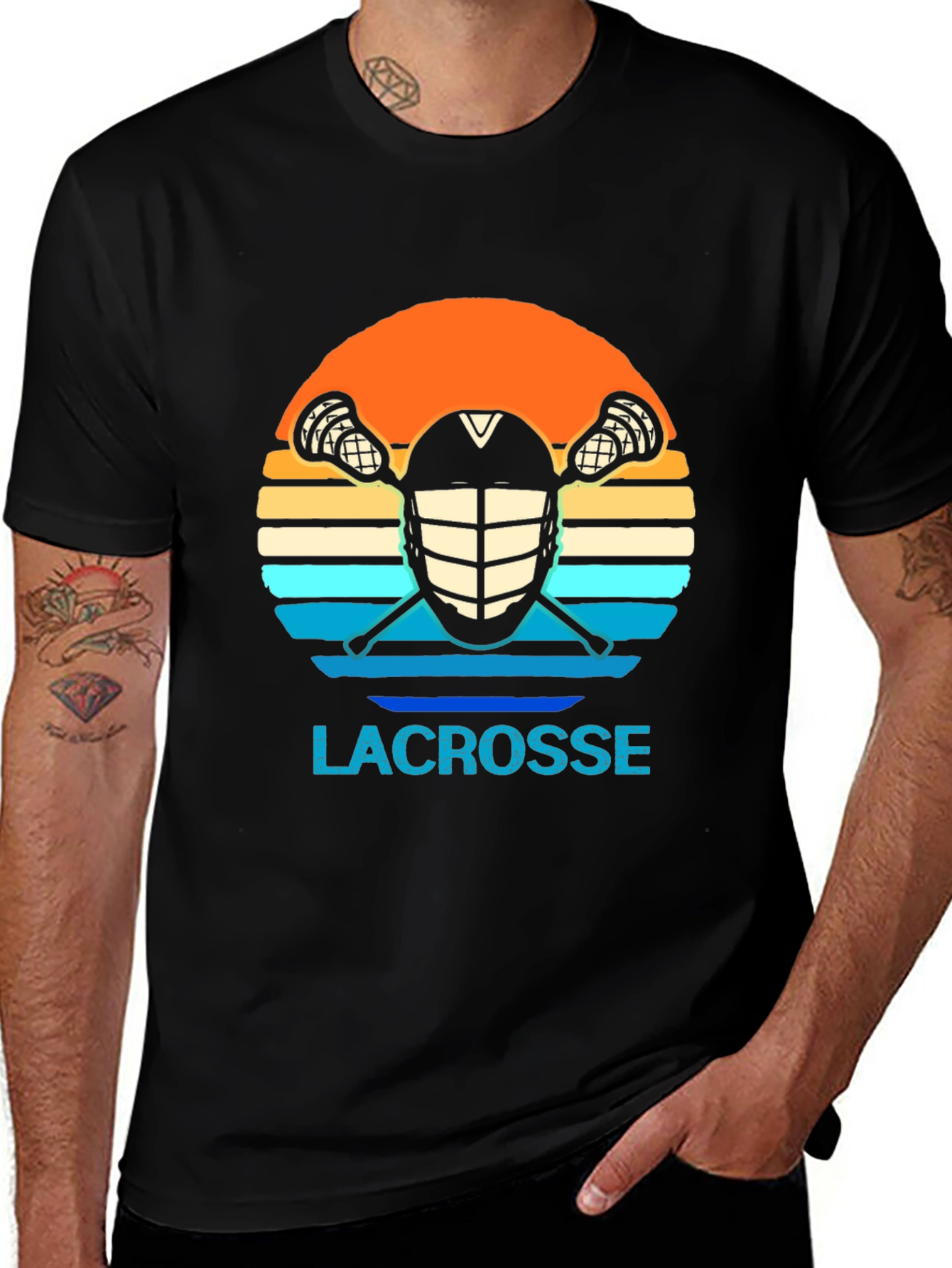 Lacrosse Graphic Tee - Retro Sunset Design