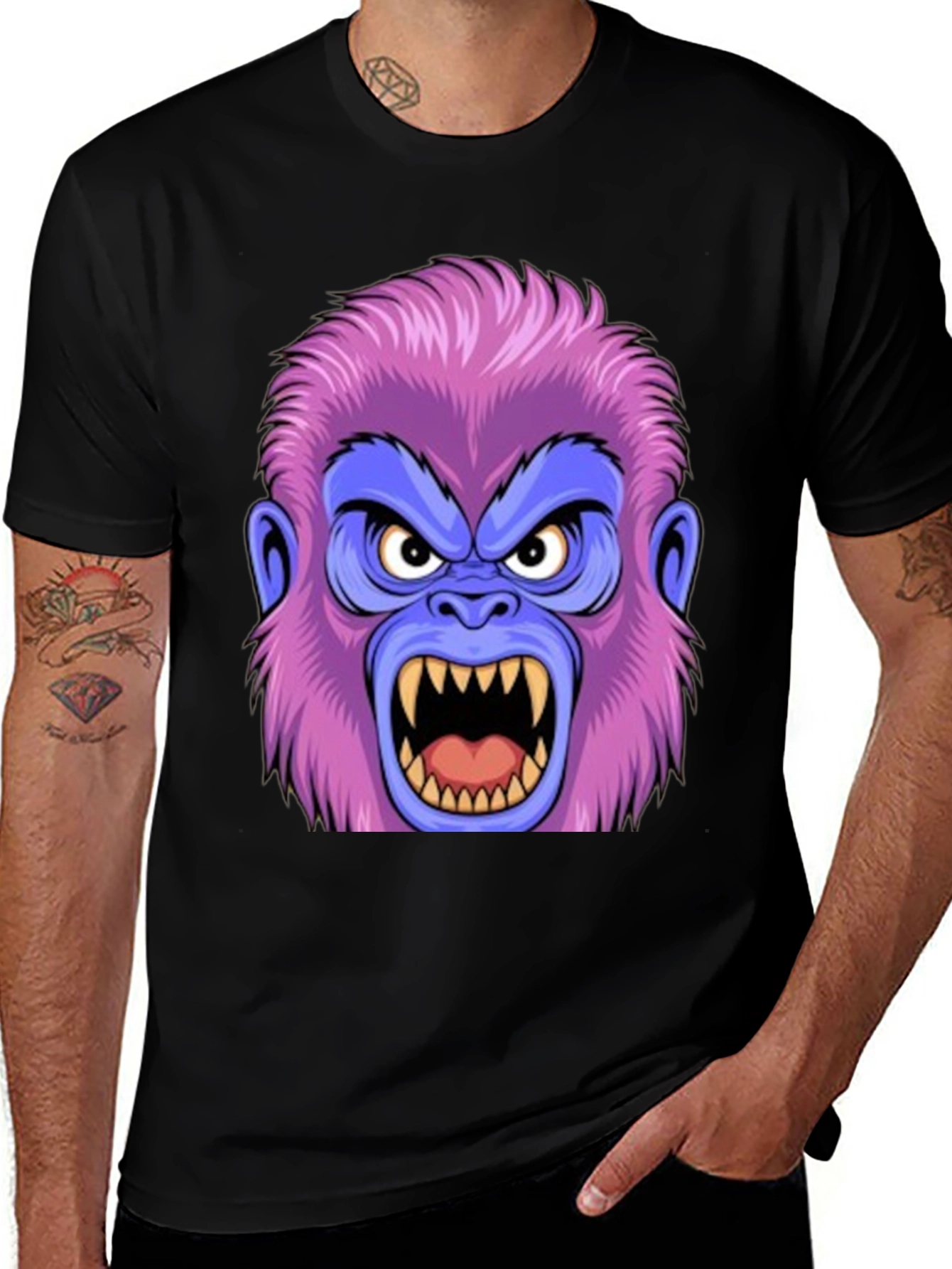 Variant 18 of Angry Gorilla Graphic Tee - Black