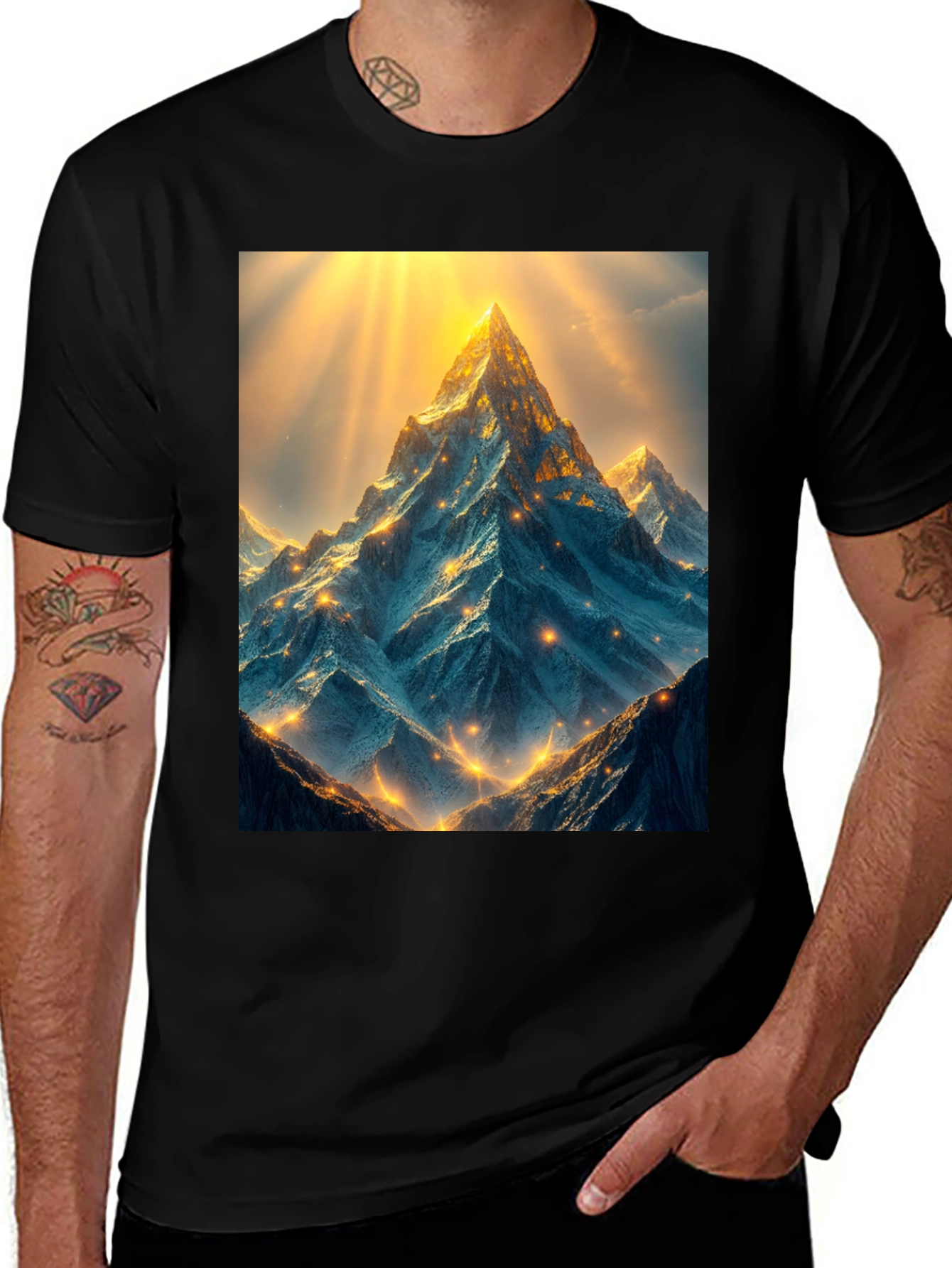 Variant 15 of Mountain Peak Graphic Tee - Black Short Sleeve T-Shirt