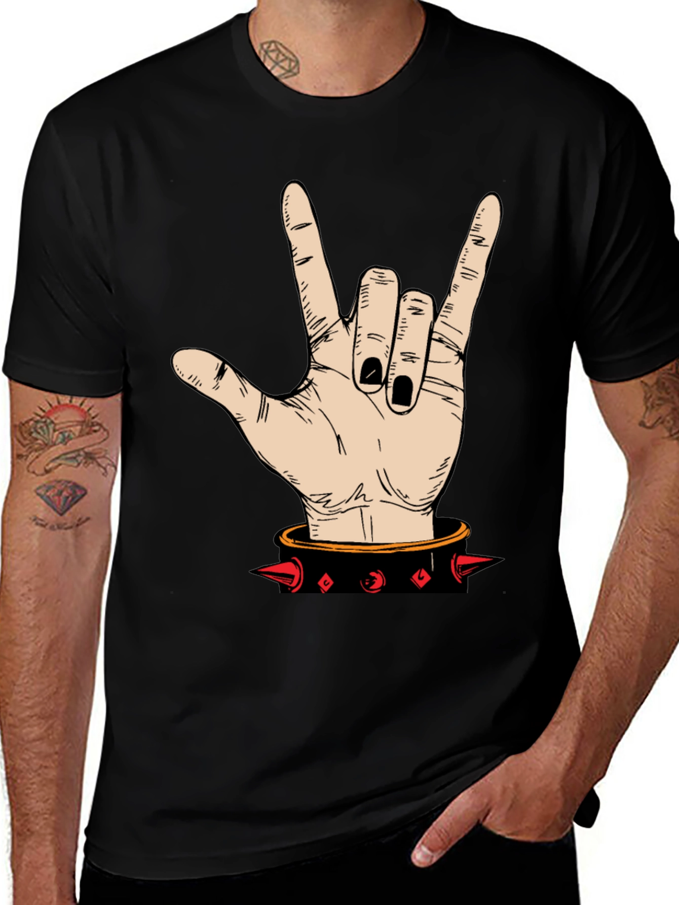 Variant 24 of Rock On! Hand Graphic T-Shirt - Black