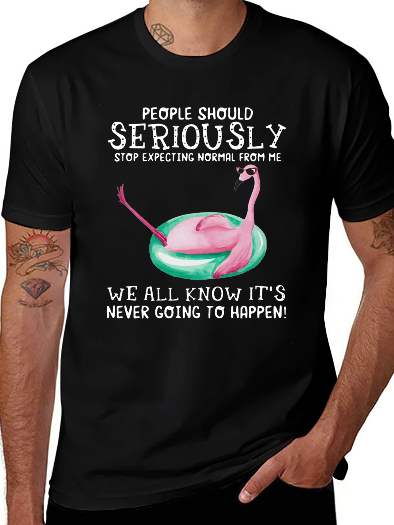 Variant 28 of Funny Flamingo T-Shirt - Seriously Stop Expecting Normal
