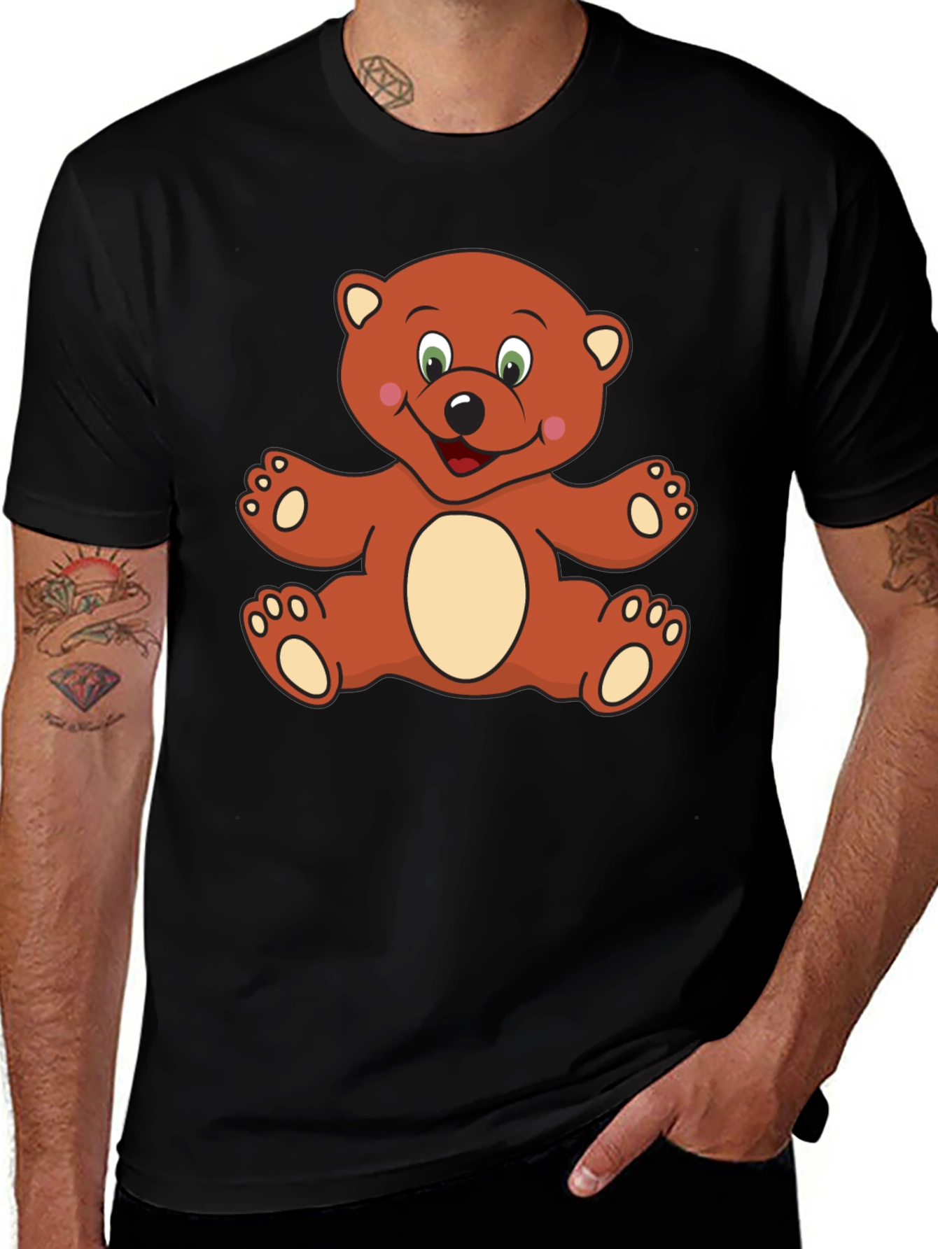 Variant 20 of Cute Bear Graphic Black T-Shirt