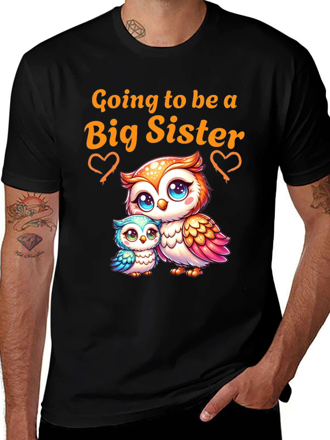 Big Sister Owl T-Shirt - Cute Pregnancy Reveal Tee