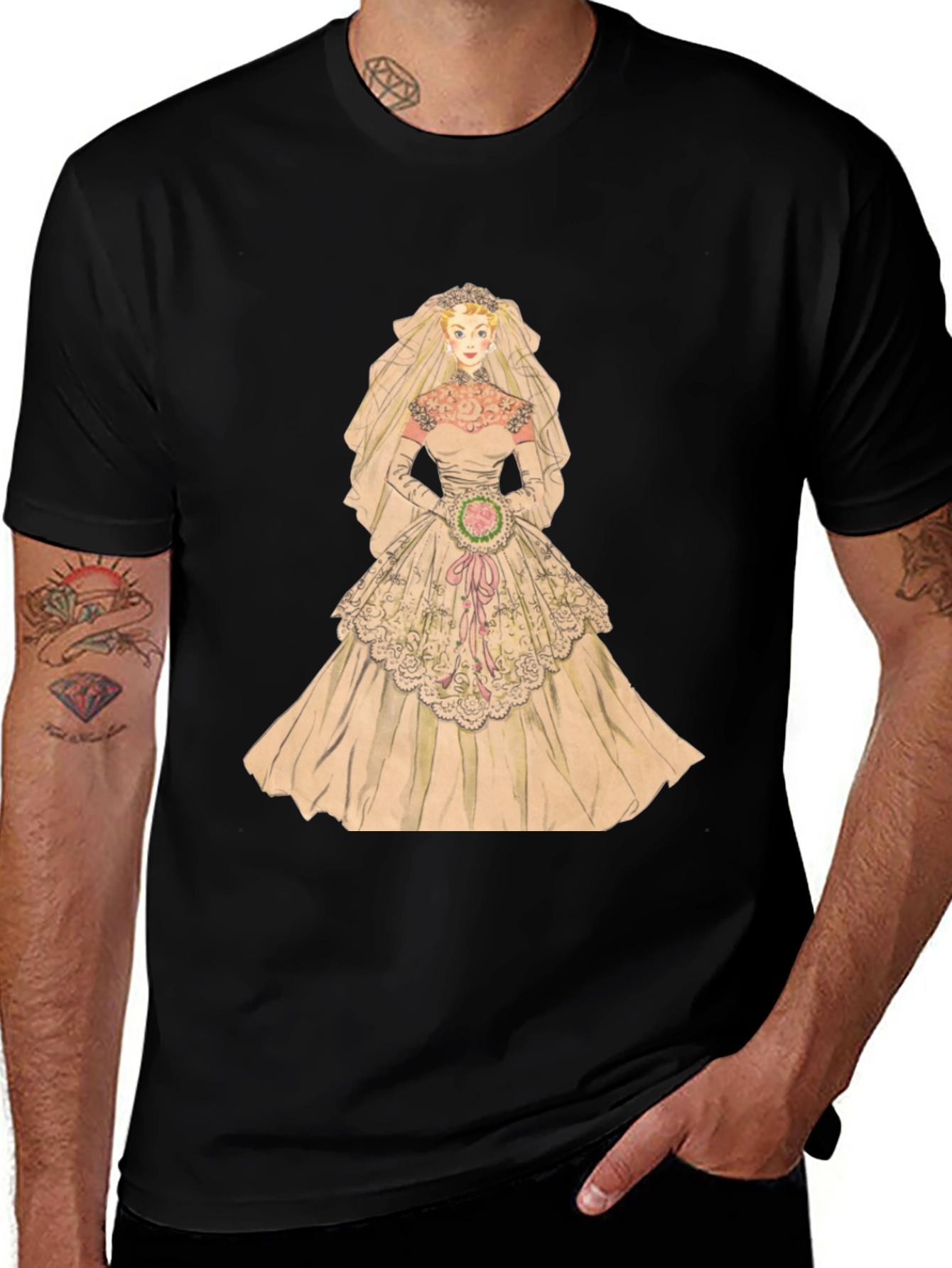 Bride T-Shirt - Vintage Wedding Dress Graphic Tee