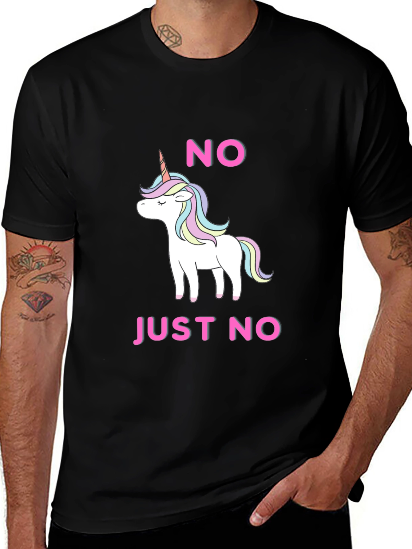 Variant 26 of Unicorn No Just No Graphic Tee Black