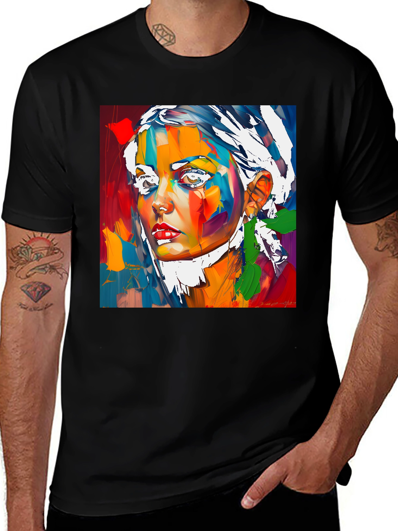 Variant 26 of Abstract Portrait Graphic Tee - Modern Art Shirt