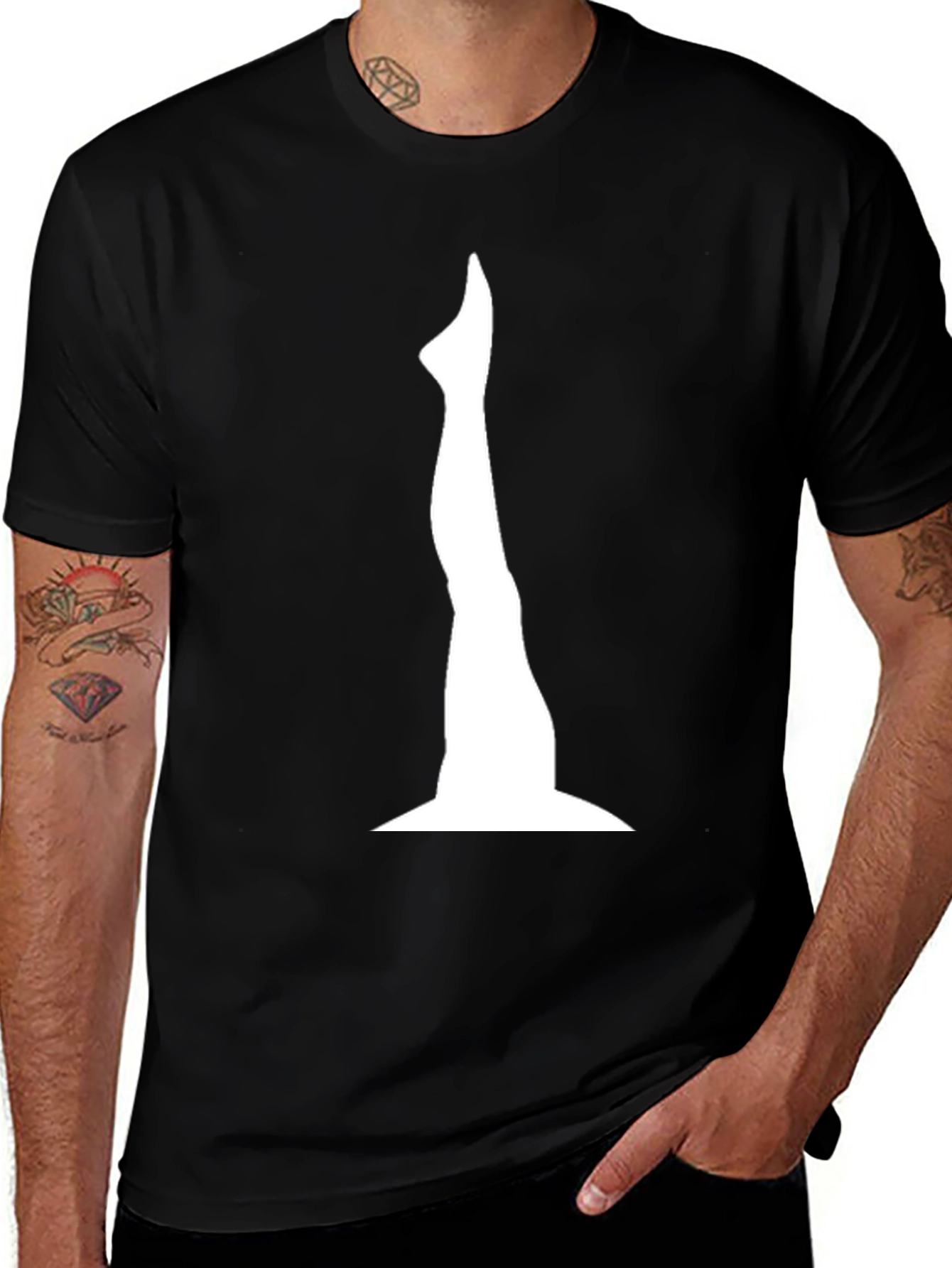 Black Statue Silhouette Graphic Tee - Stylish Black T-Shirt main image