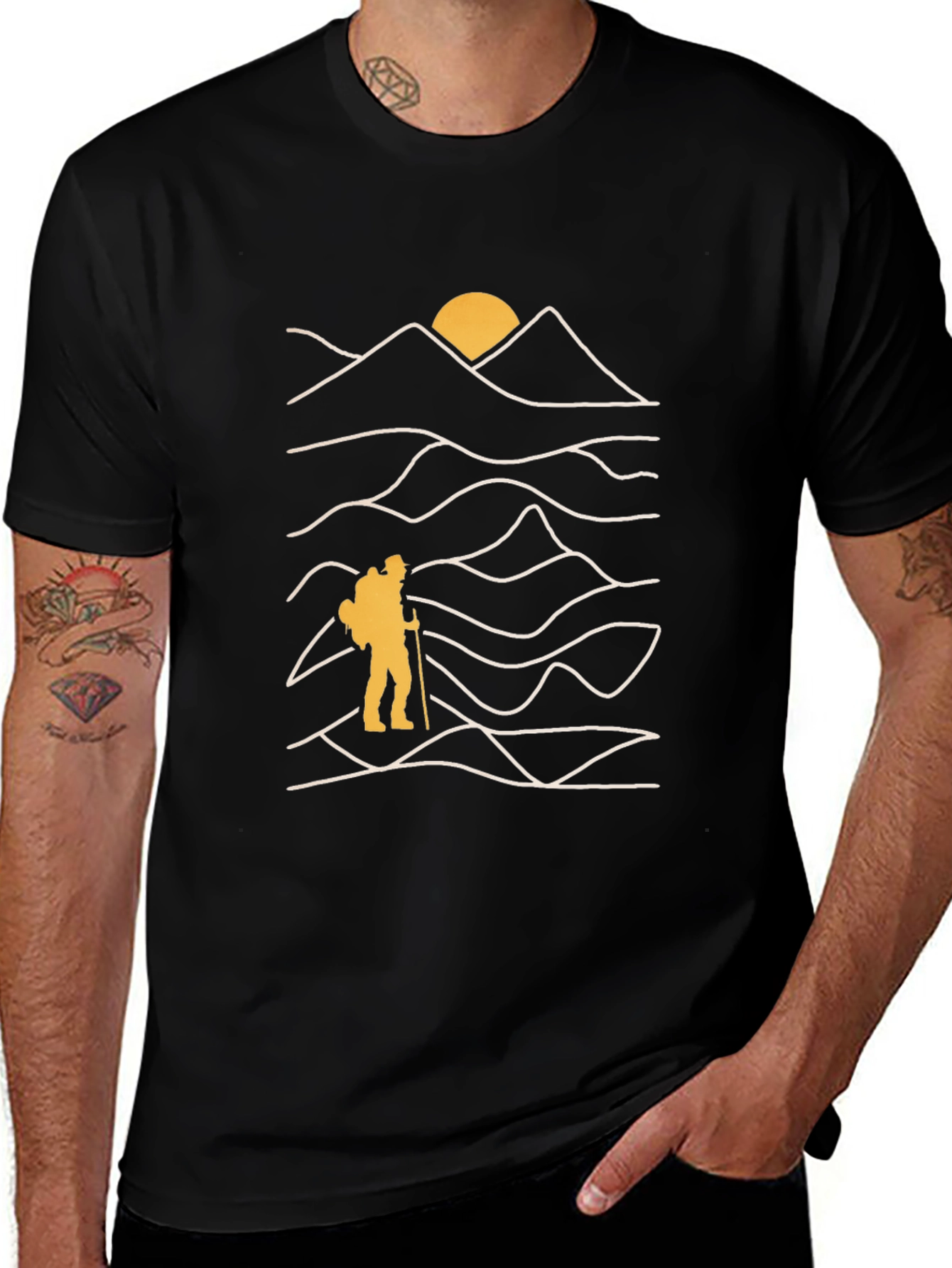 Variant 16 of Mountain Hiker Graphic Tee - Black Cotton Casual T-Shirt