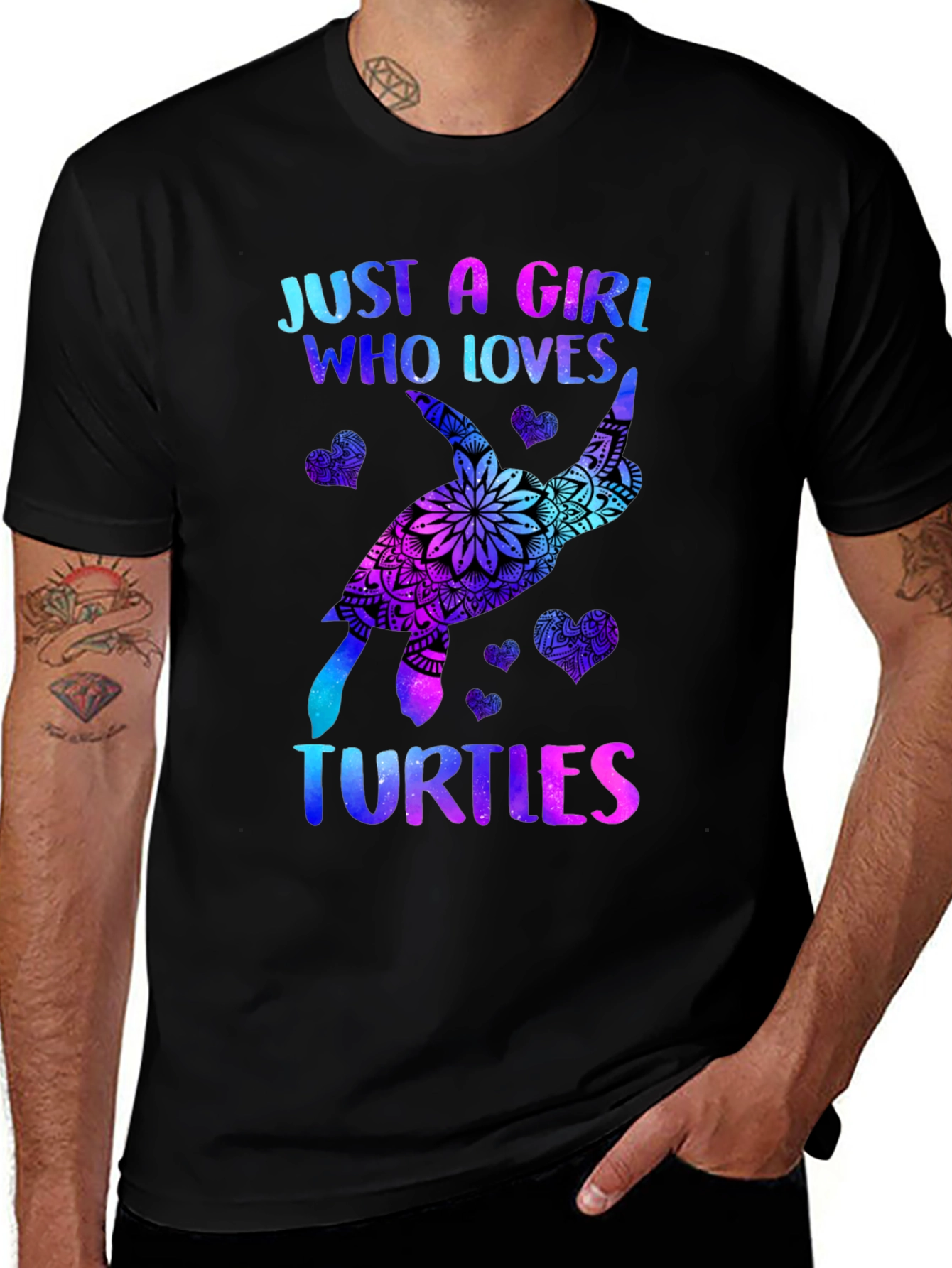Variant 30 of Just A Girl Who Loves Turtles T-Shirt Black
