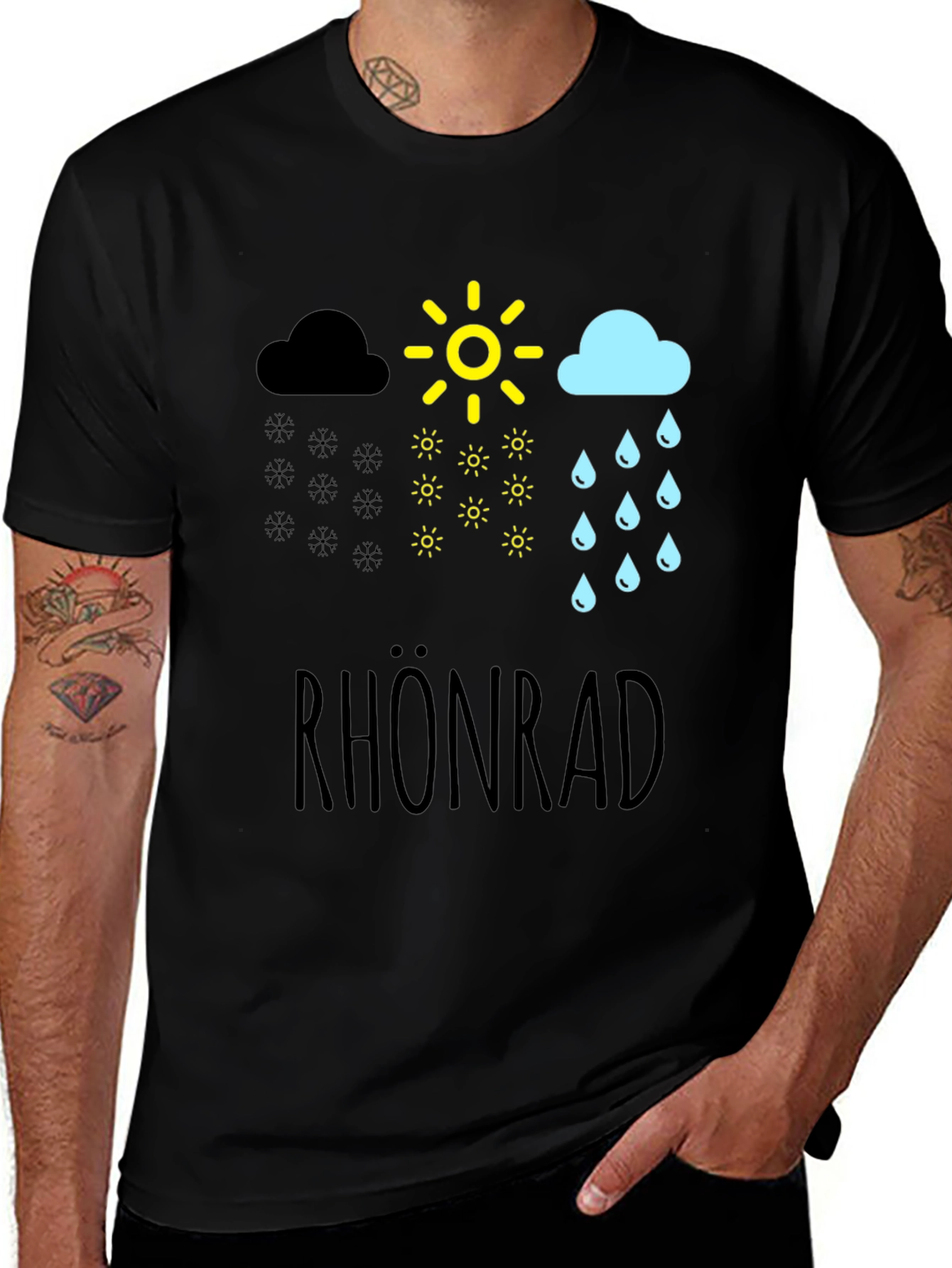 Variant 28 of Rhöonrad Weather Tee - Graphic Print Black T-Shirt