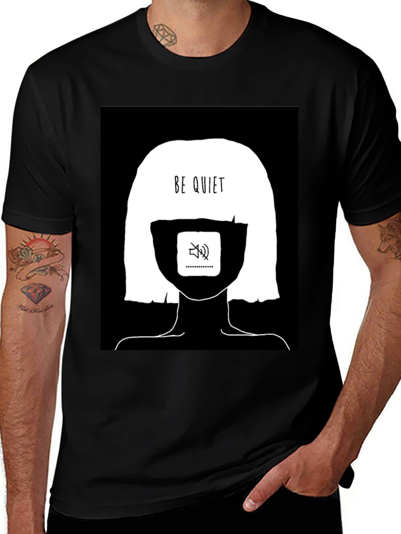 Variant 19 of Be Quiet Graphic Tee - Black Cotton Unisex