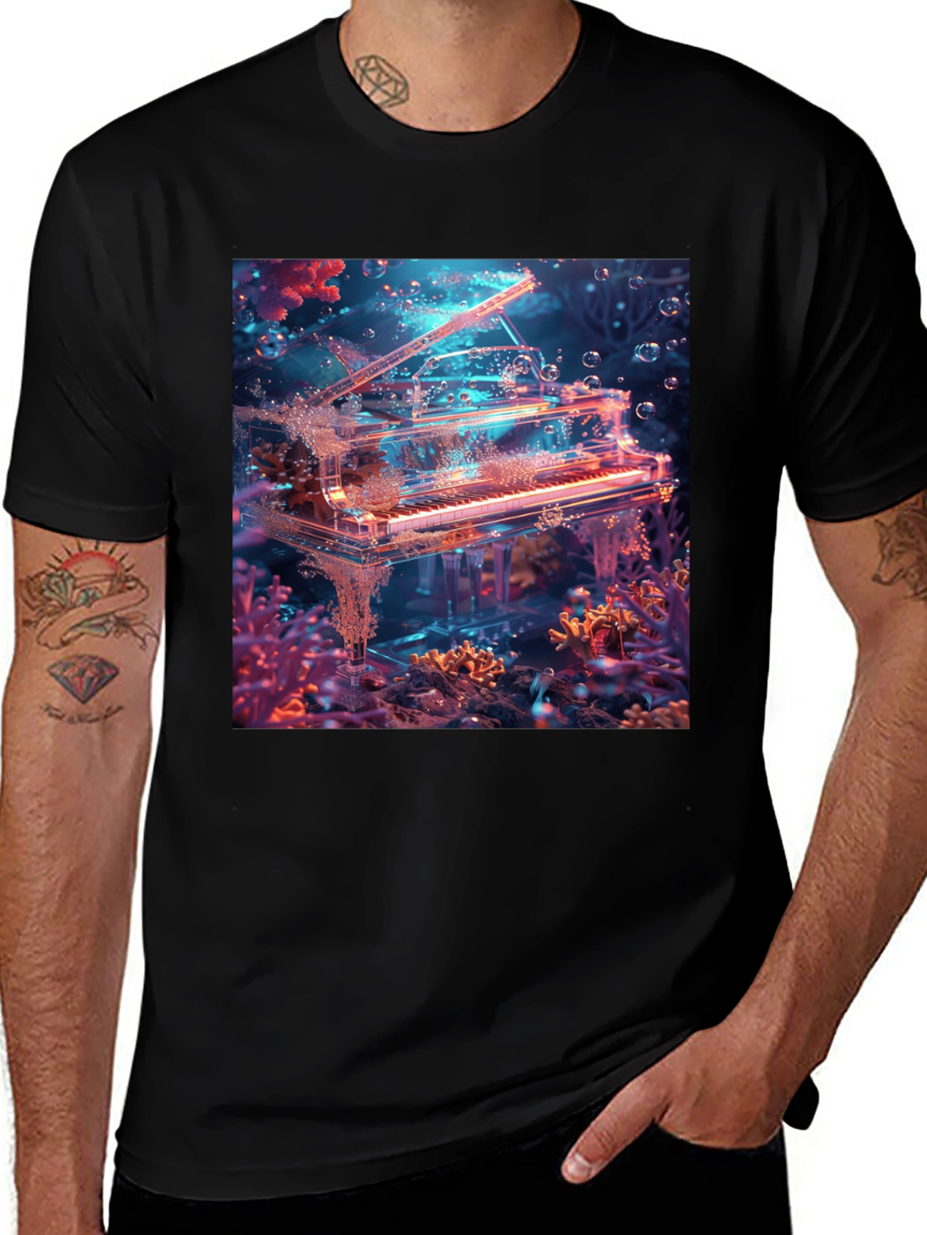 Variant 8 of Underwater Piano Graphic Tee - Unique Design