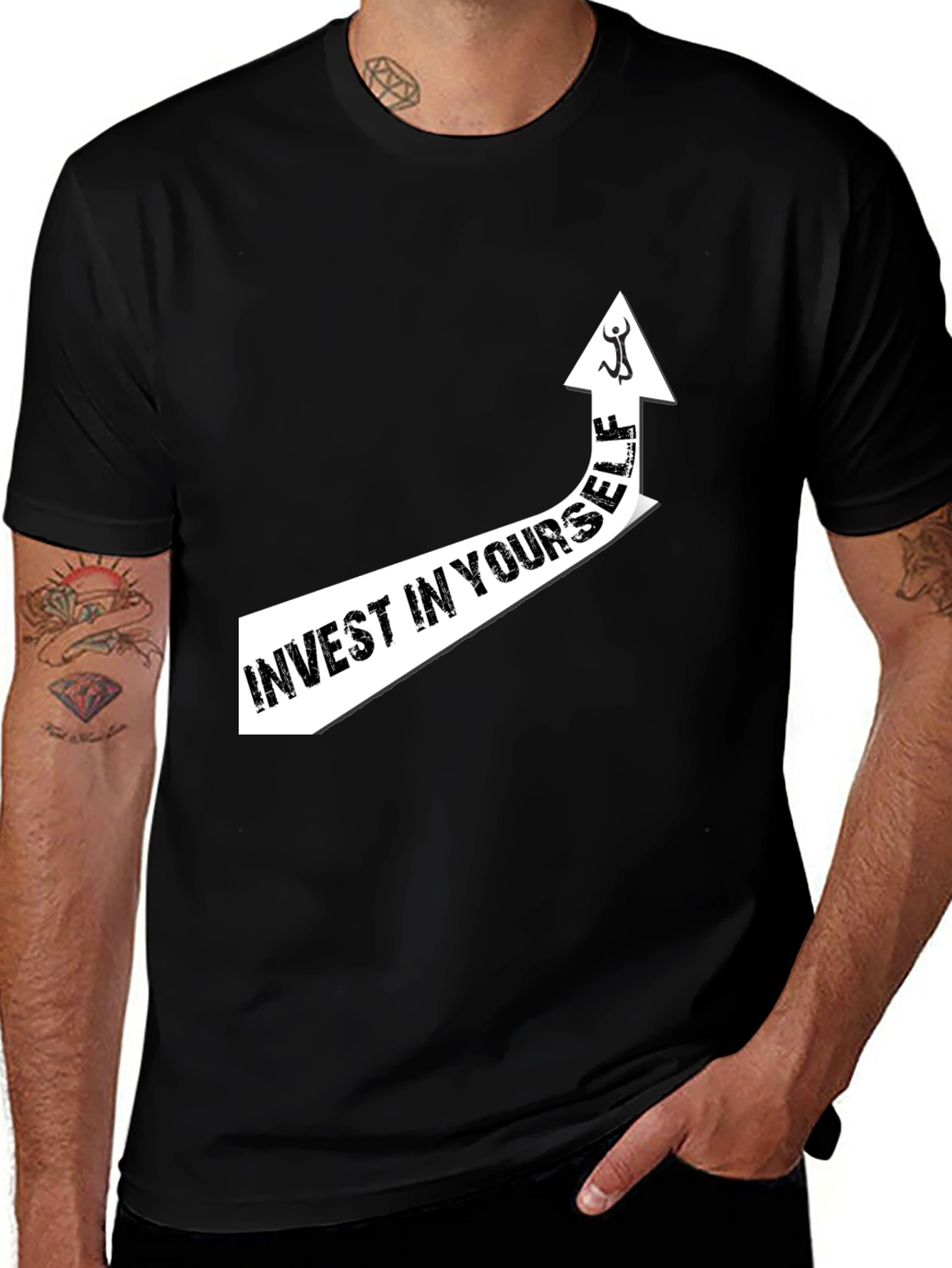 Variant 19 of Invest In Yourself Black Graphic Tee