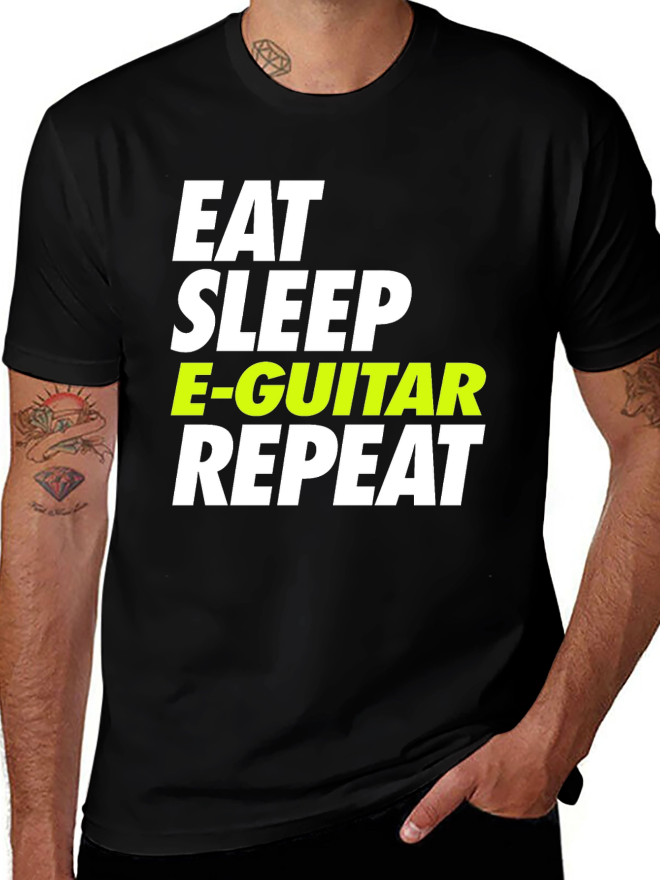 Variant 28 of Eat Sleep E-Guitar Repeat Graphic Tee