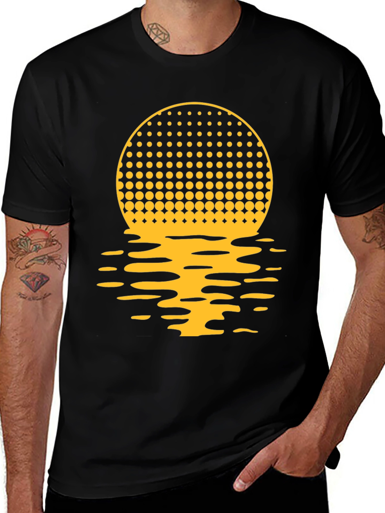 Variant 12 of Sunset Halftone Graphic Tee - Black