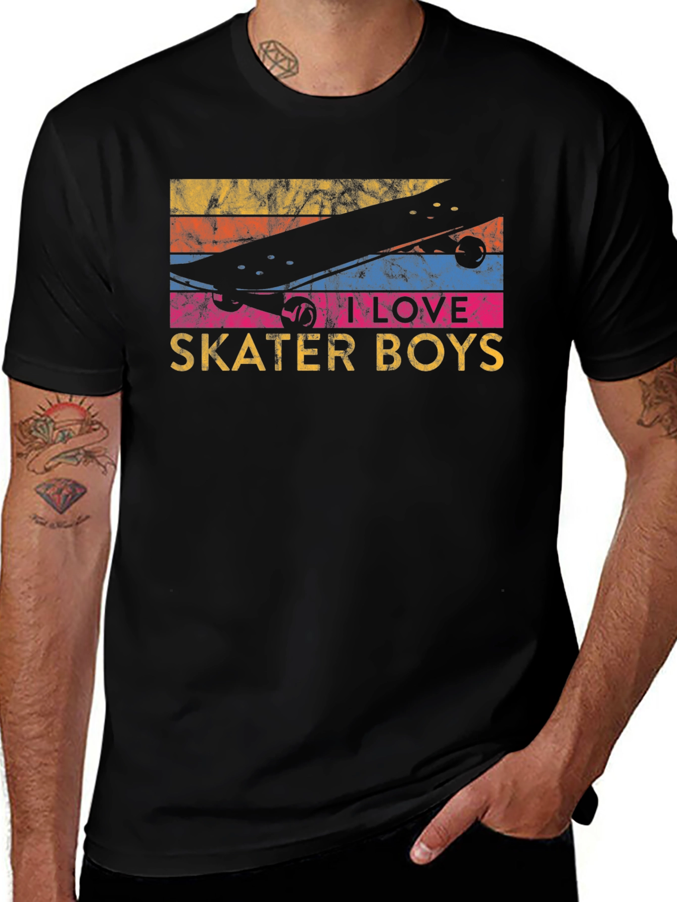 Variant 9 of I Love Skater Boys Graphic T-Shirt - Black