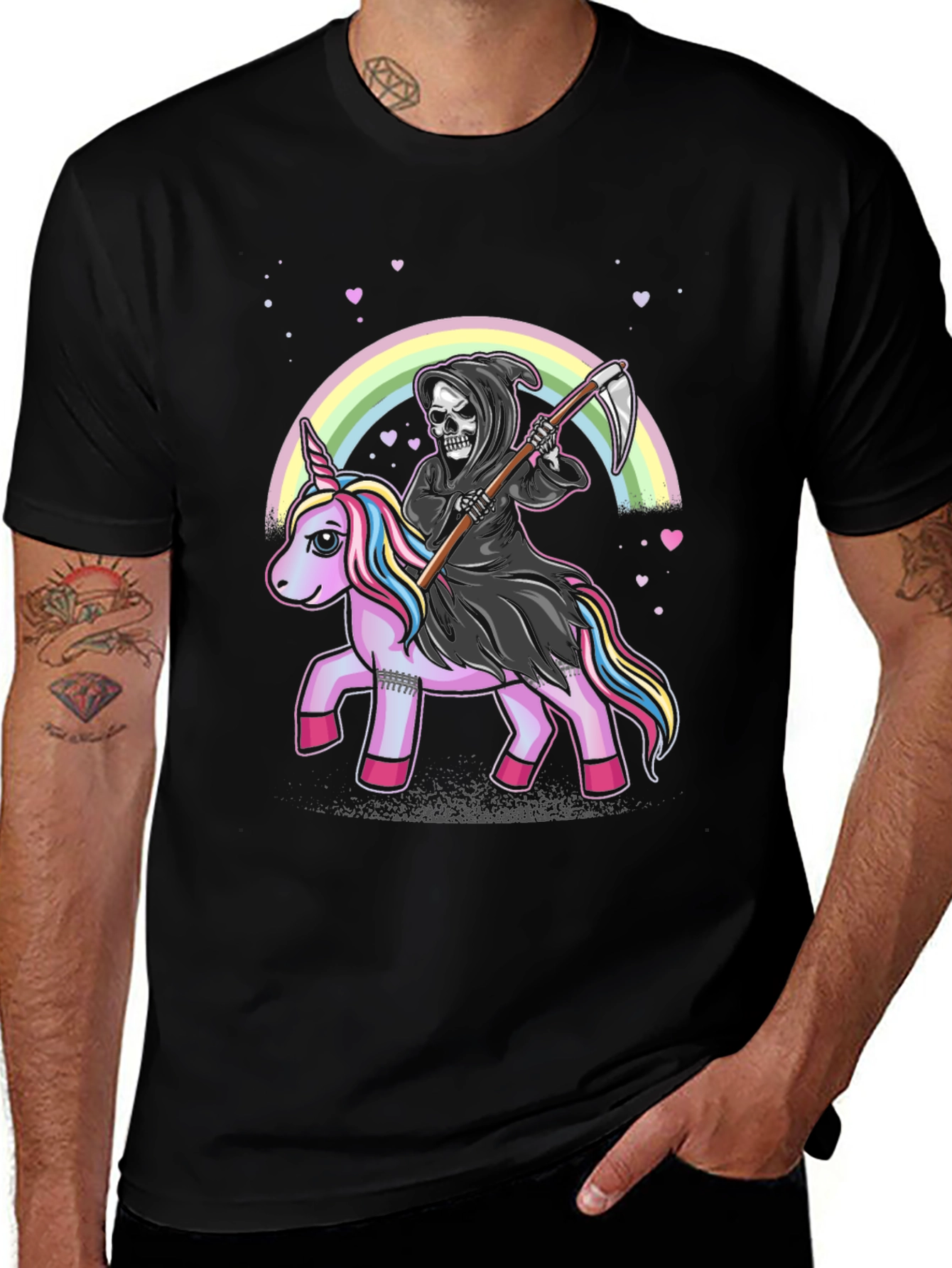 Variant 26 of Grim Reaper Riding Unicorn T-Shirt