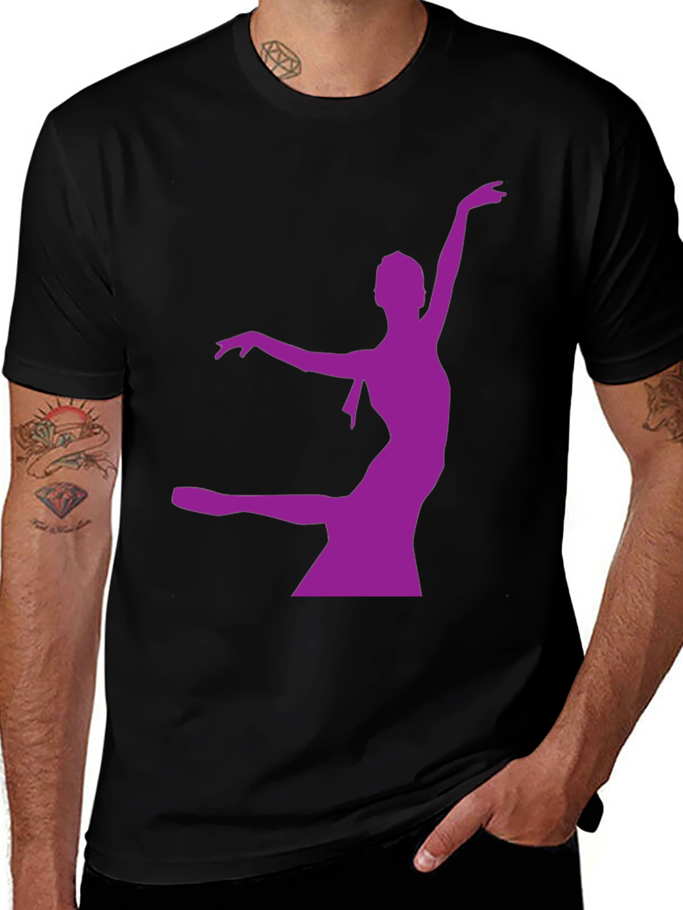 Variant 10 of Purple Dancer Graphic Black T-Shirt