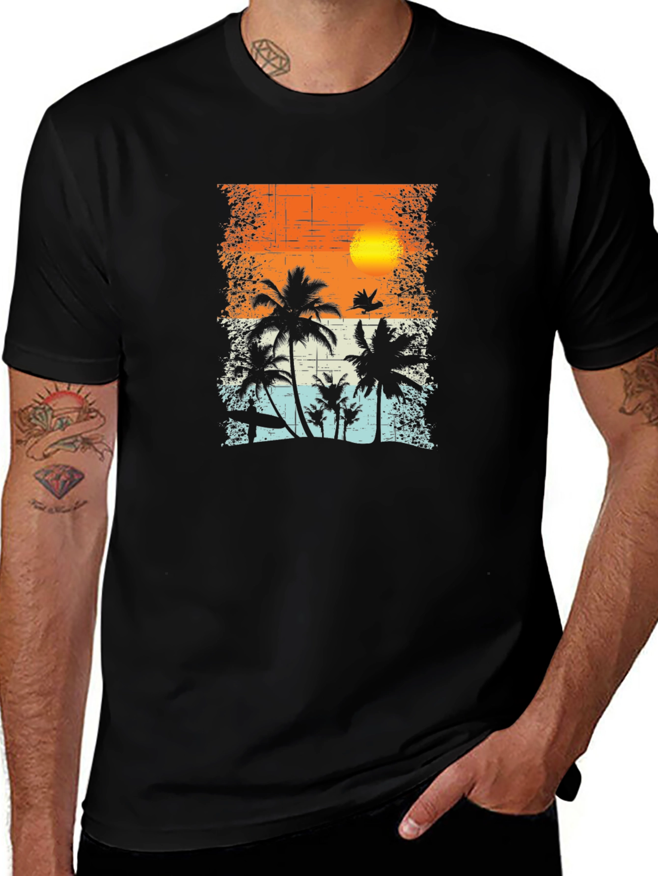 Variant 8 of Sunset Palm Tree Graphic T-Shirt - Tropical Beach Vibe