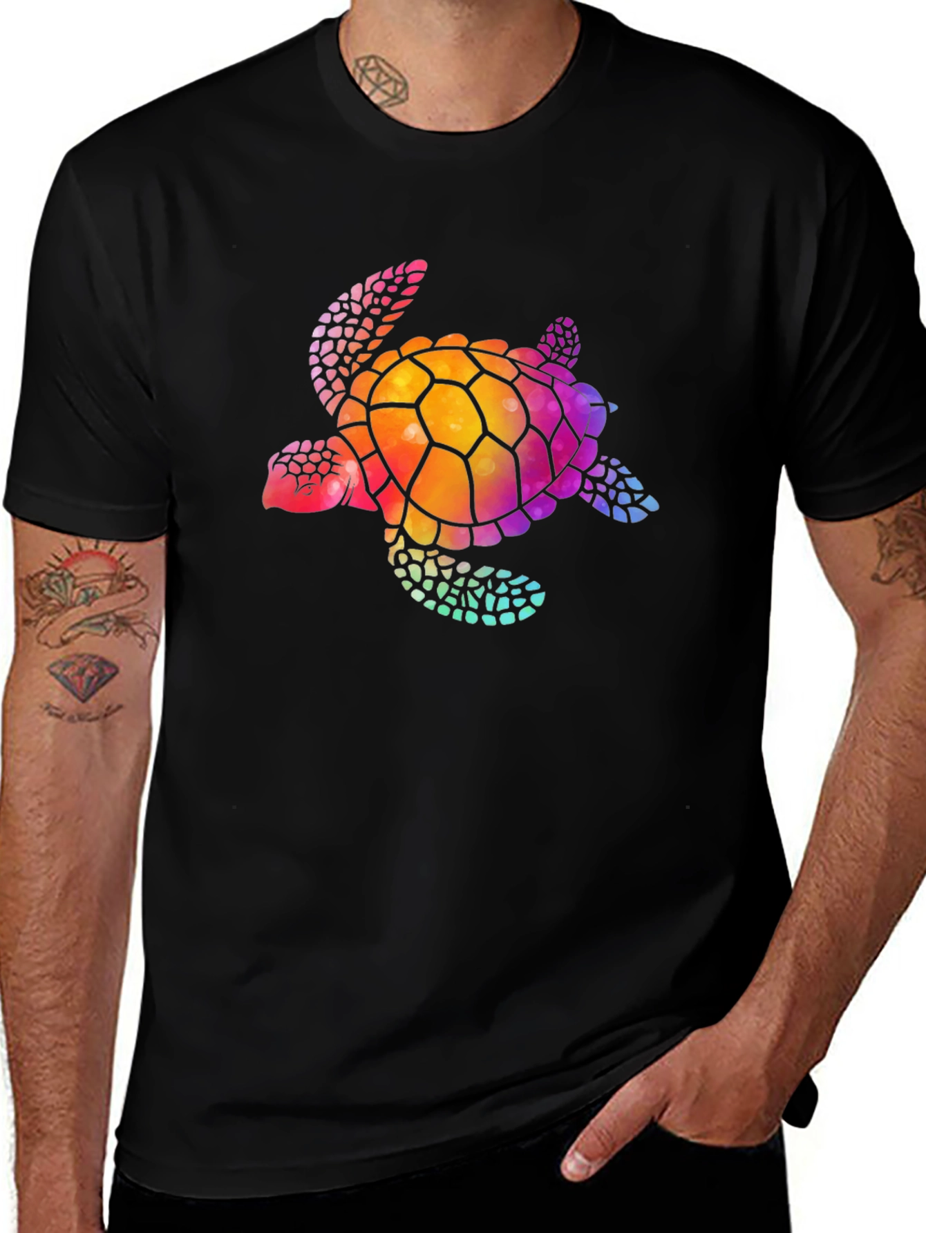 Variant 2 of Colorful Sea Turtle Graphic T-Shirt