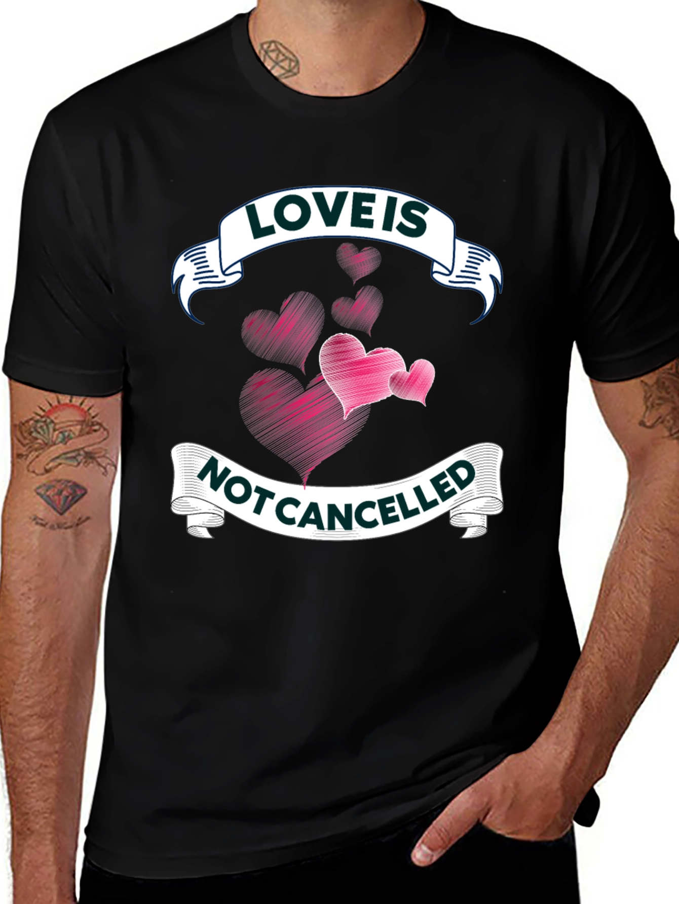 Love Is Not Cancelled T-Shirt - Hearts Design