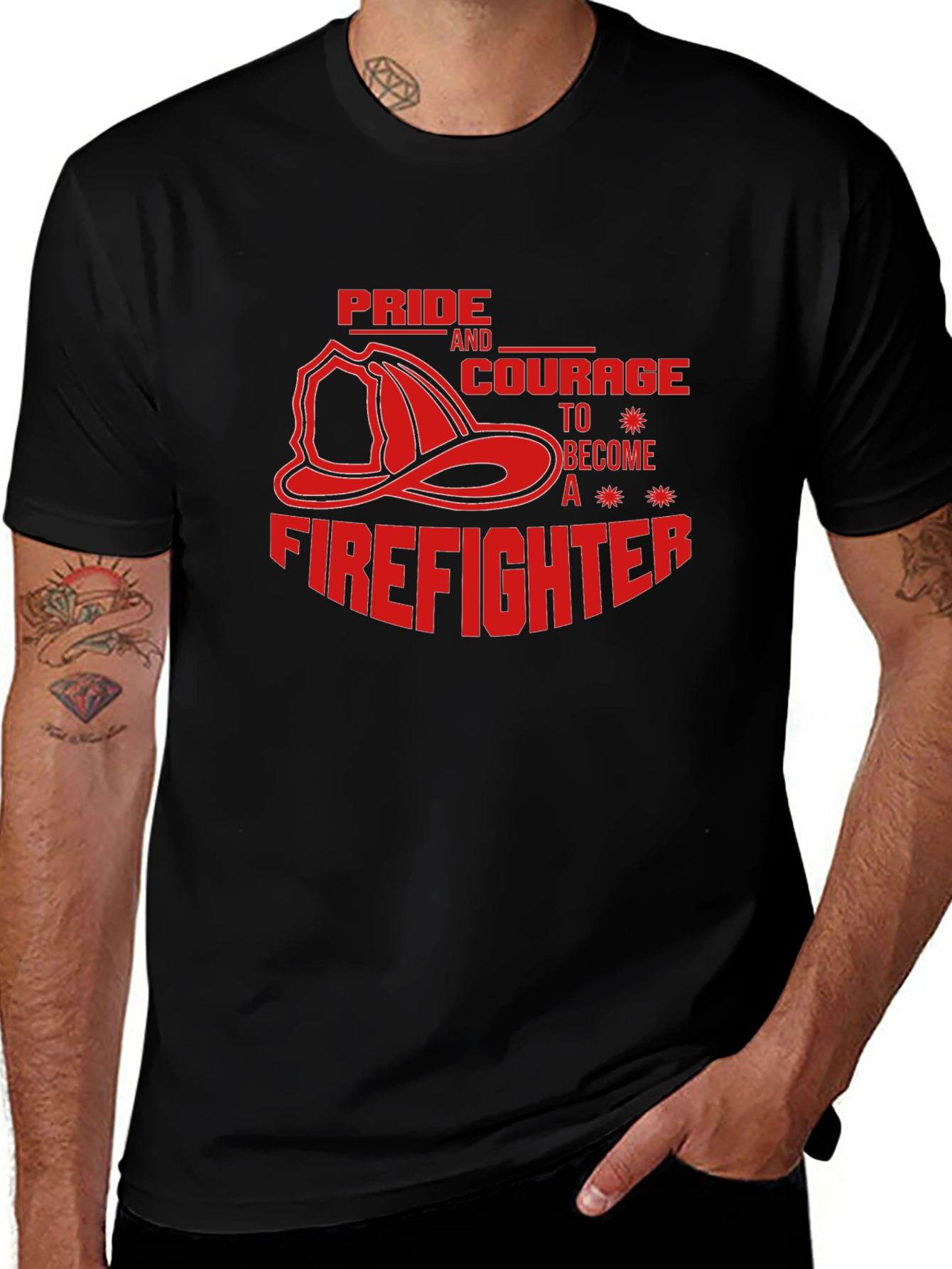 Variant 6 of Pride & Courage Firefighter T-Shirt - Black