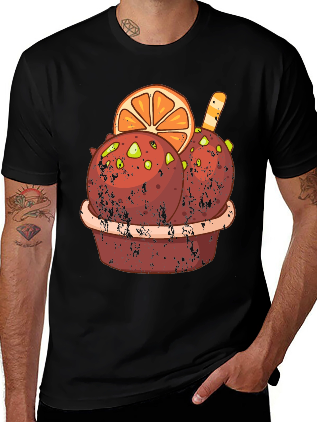 Variant 14 of Fun Ice Cream Graphic Tee - Black T-Shirt