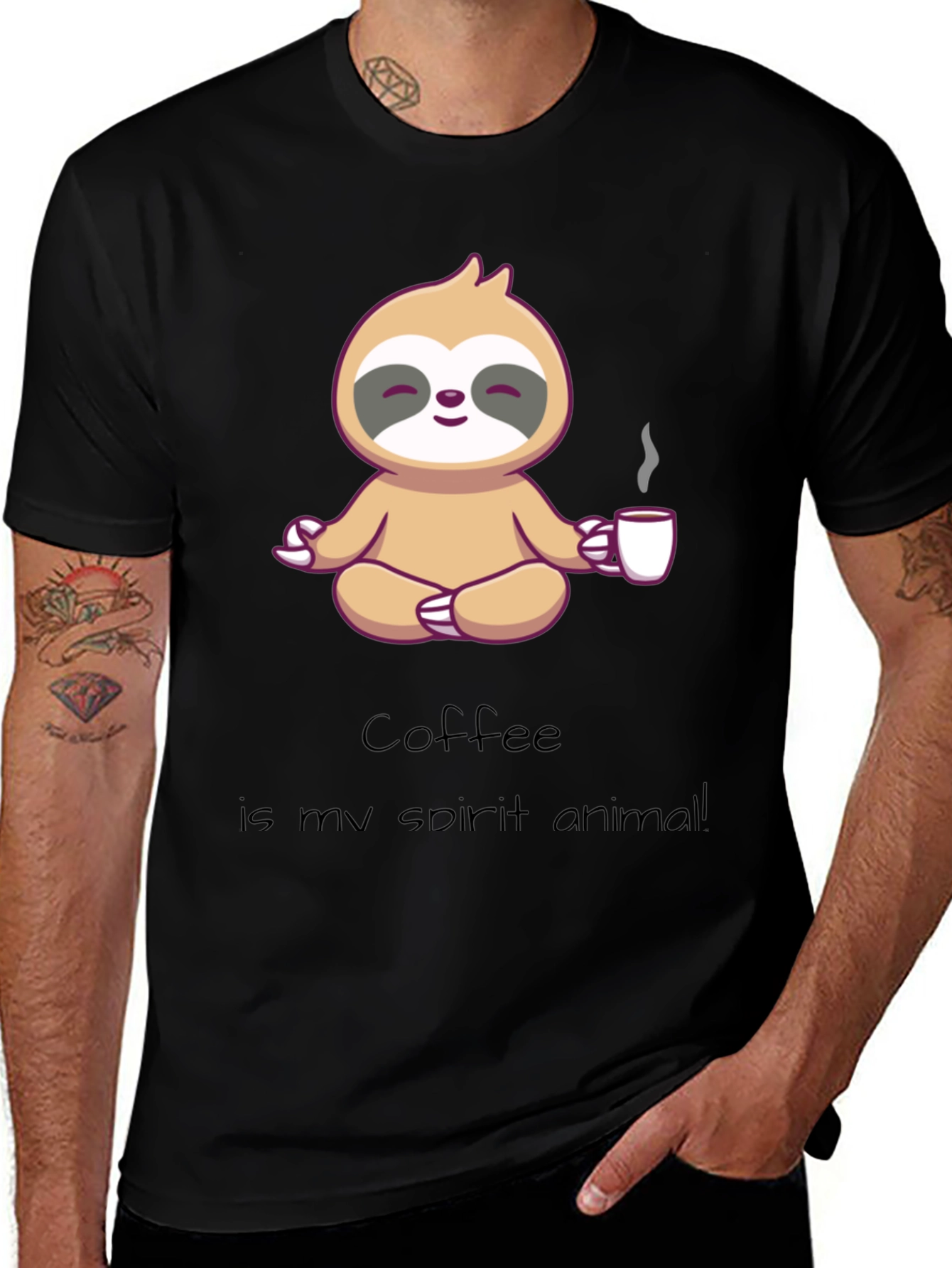 Variant 16 of Meditating Sloth Coffee Lover T-Shirt