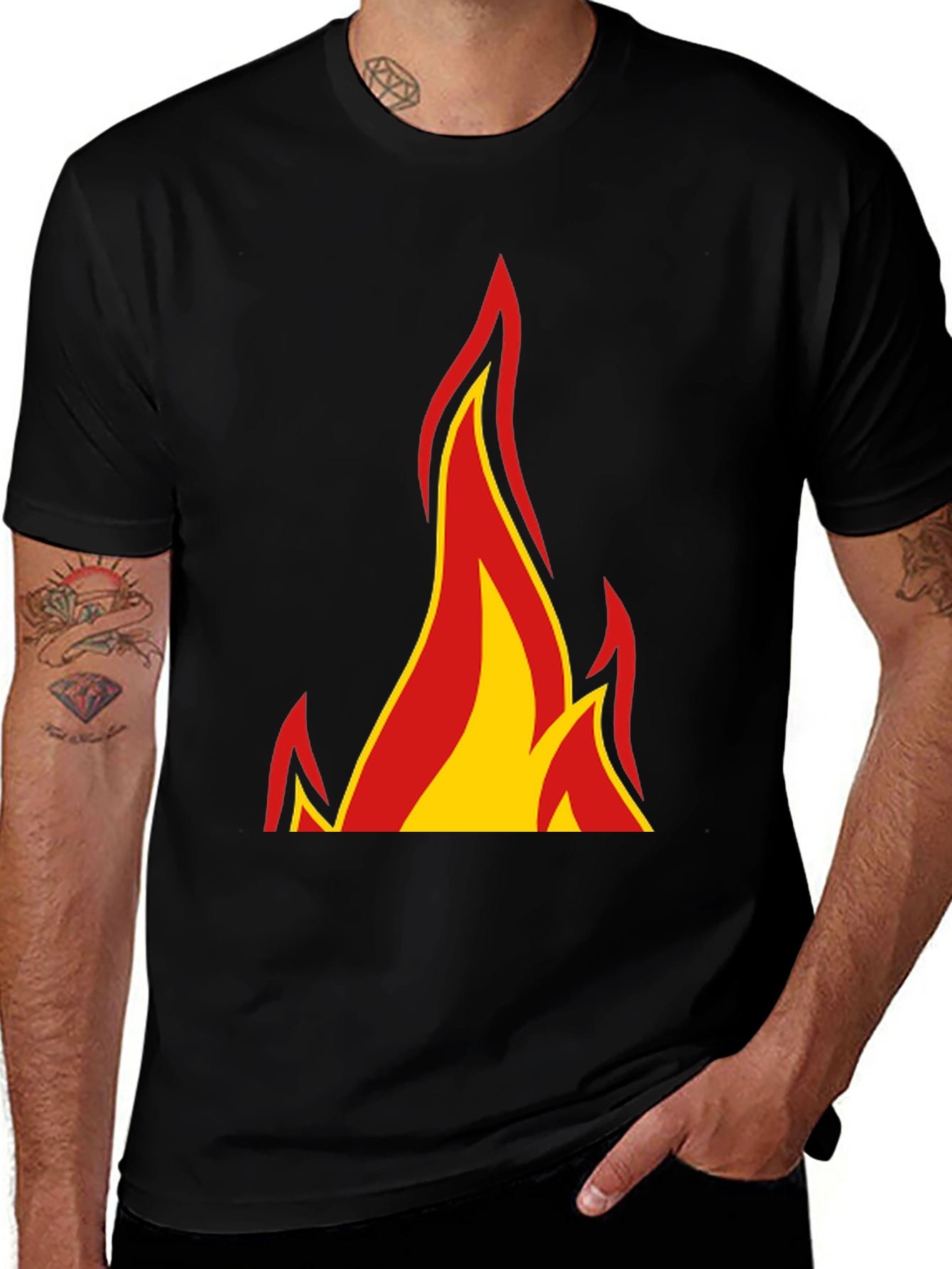 Variant 16 of Flaming Hot Graphic Tee - Black Cotton T-Shirt