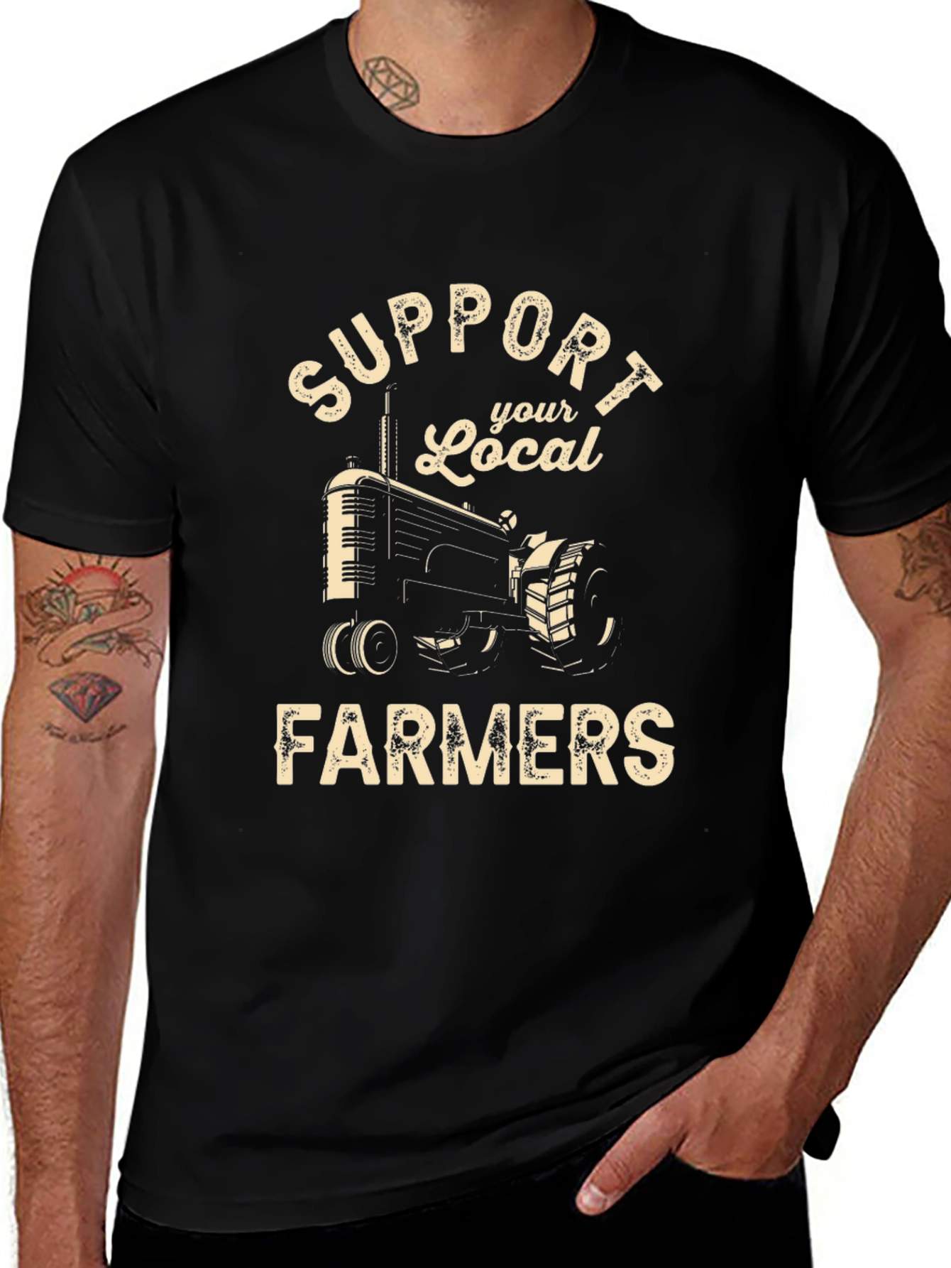 Support Local Farmers Tractor Graphic Tee