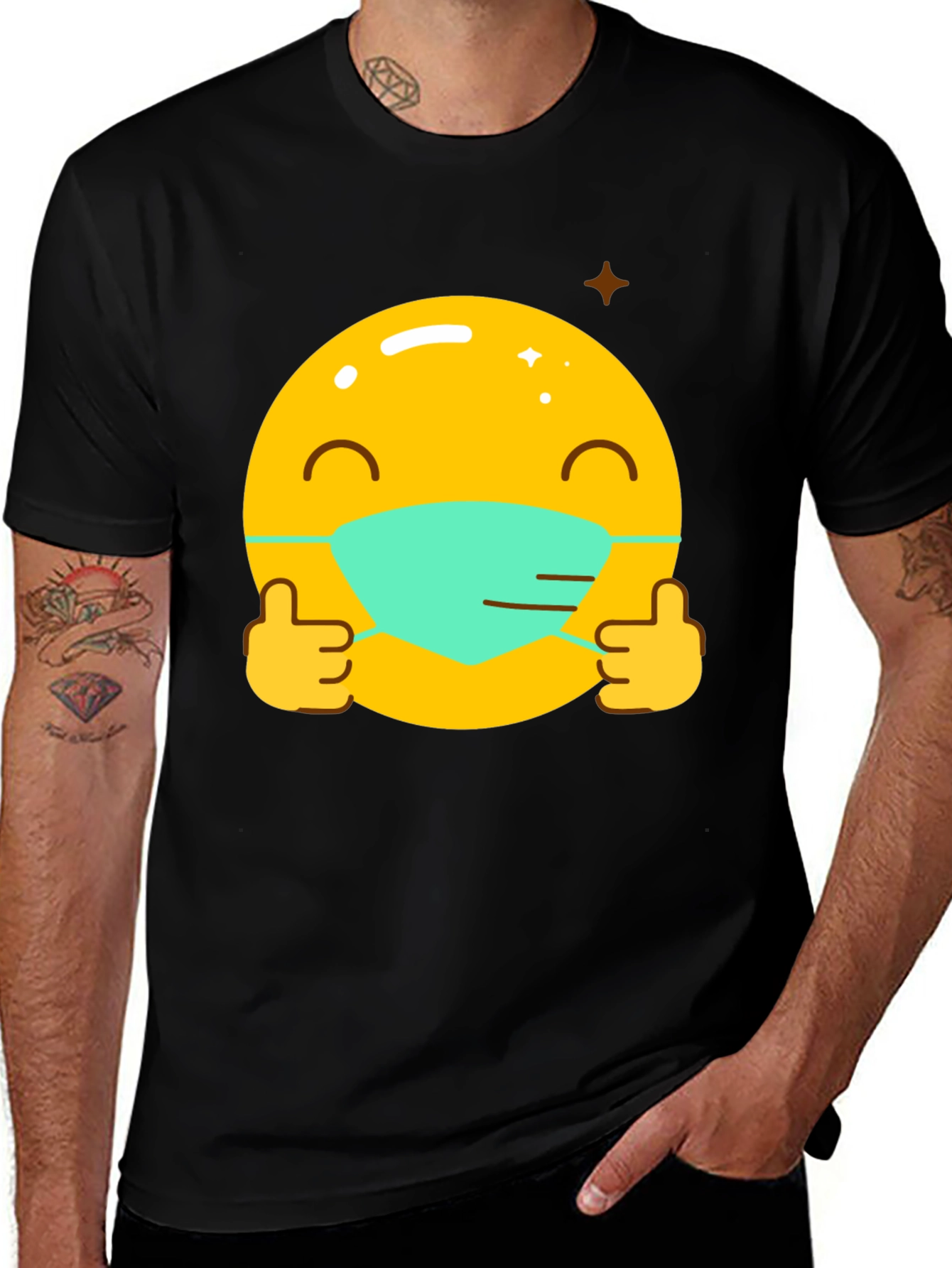 Variant 14 of Masked Emoji Graphic Tee - Stay Safe!