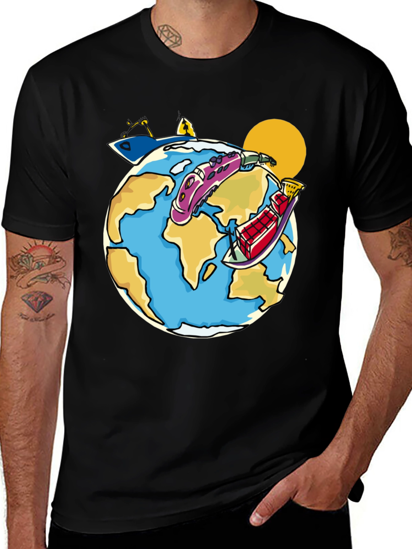 Variant 9 of Cartoon Earth Travel T-Shirt