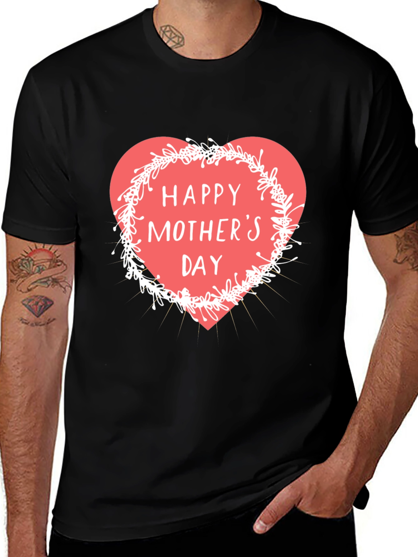 Happy Mother's Day T-Shirt - Heart Design, Soft Fabric