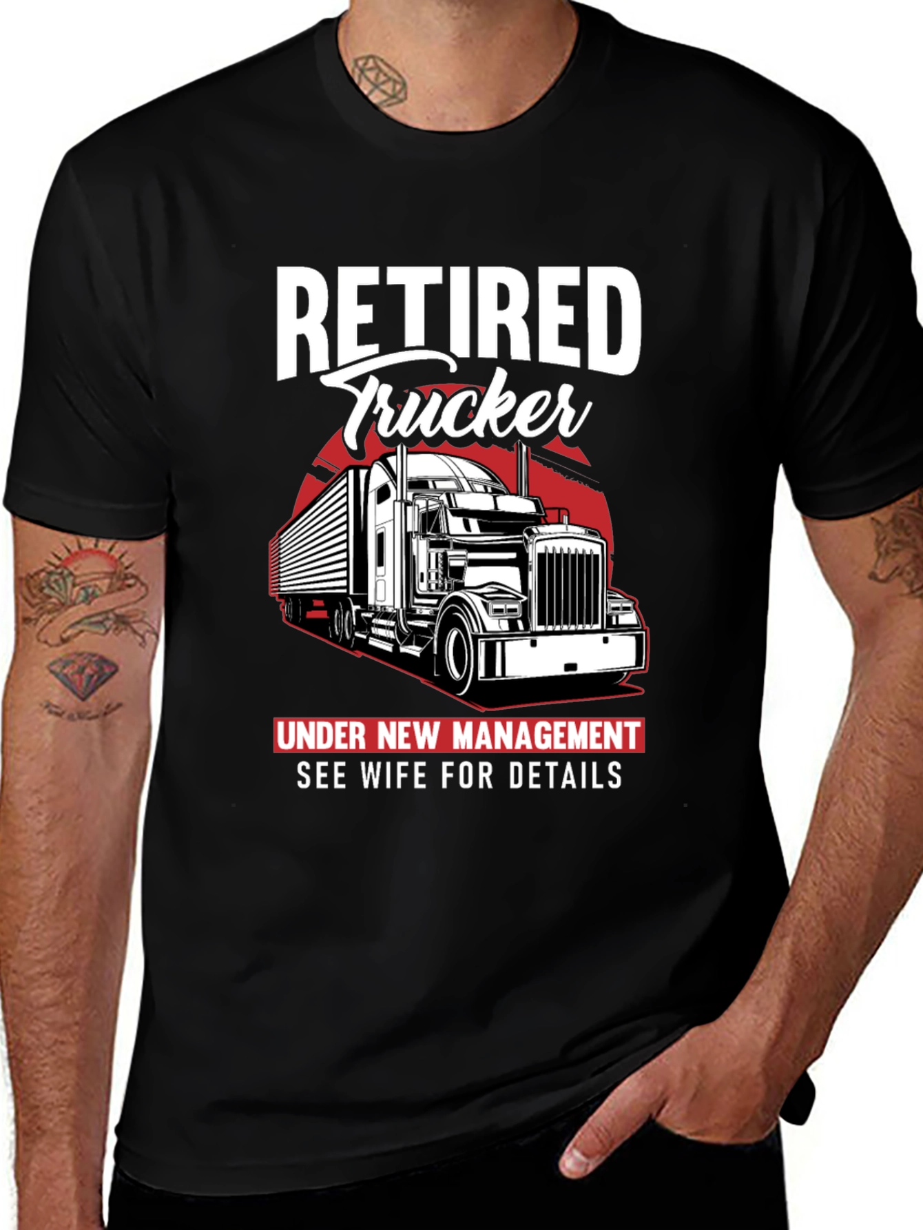 Variant 29 of Retired Trucker T-Shirt - See Wife for Details
