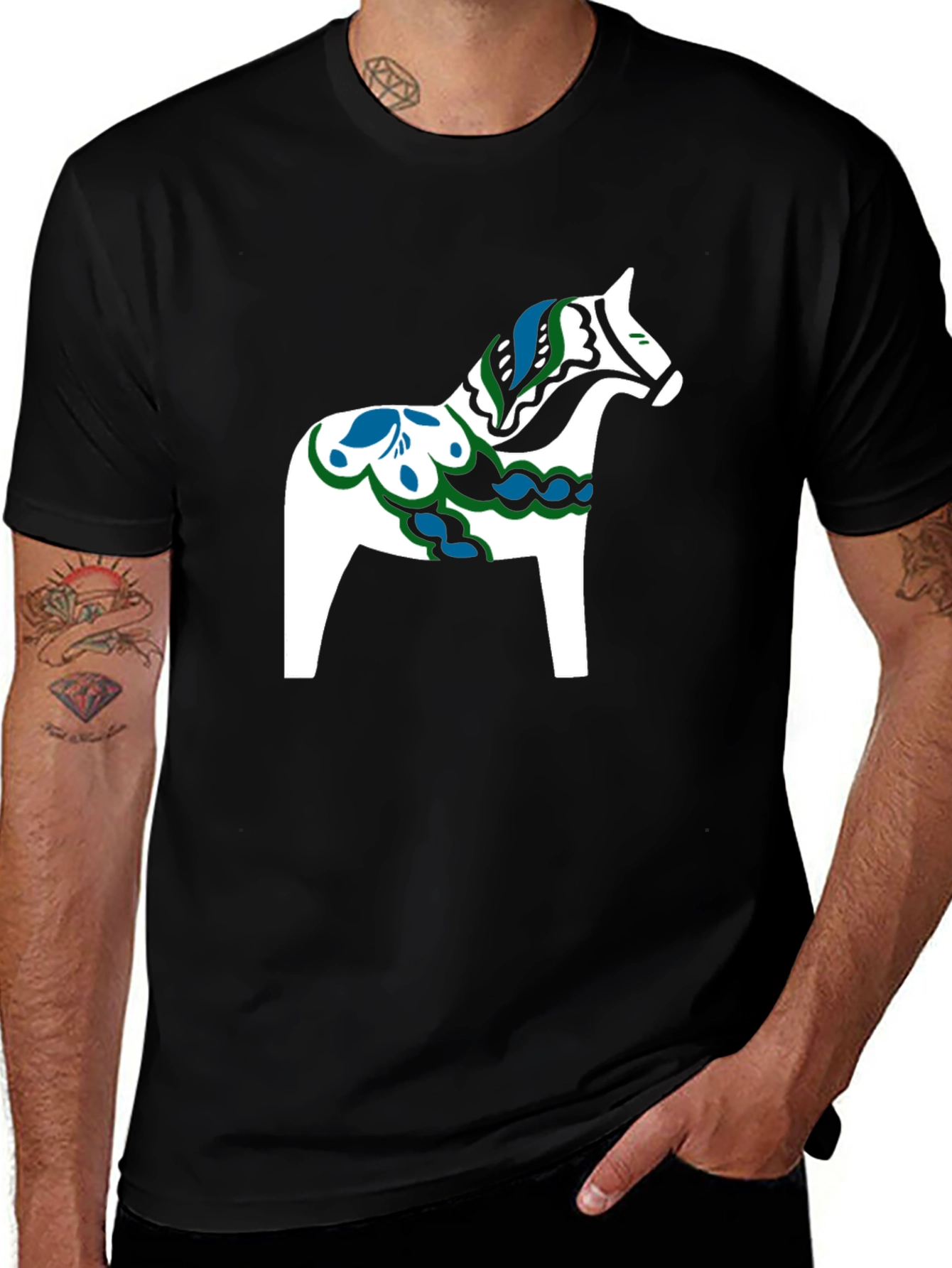 Variant 15 of Black T-Shirt with Dala Horse Graphic