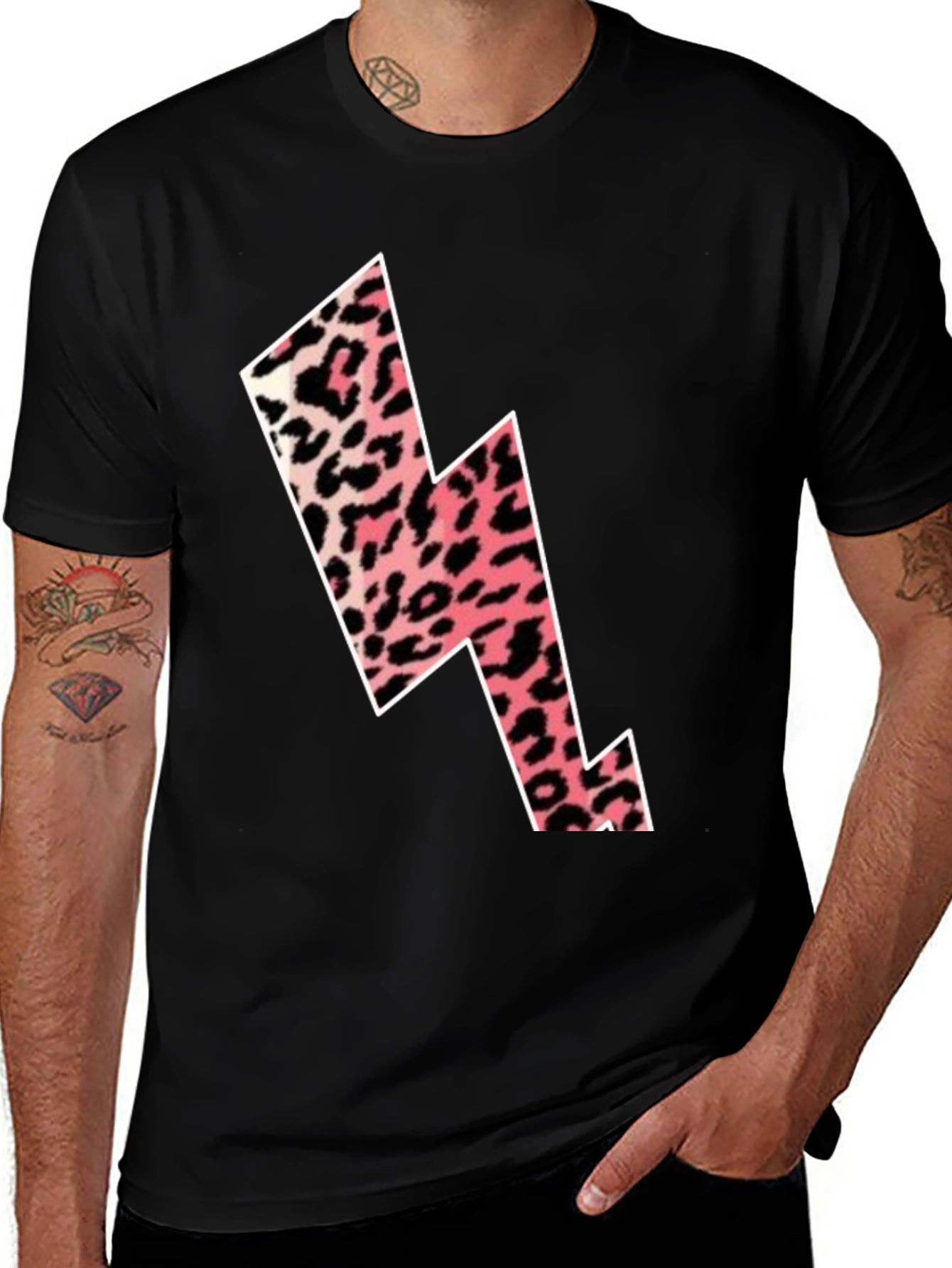 Variant 8 of Trendy Leopard Print Lightning Bolt Graphic Tee
