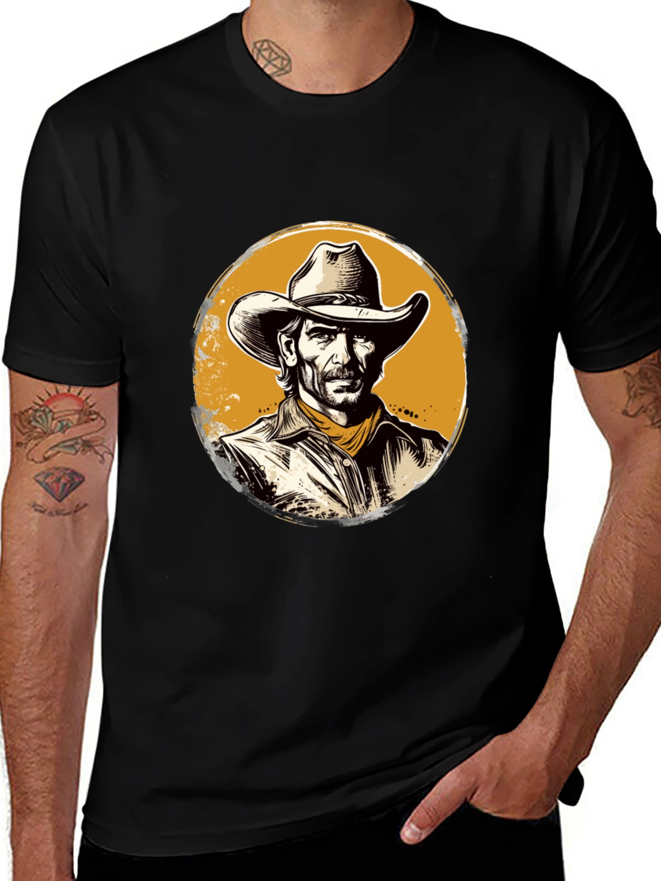 Variant 11 of Cowboy Graphic Black T-Shirt