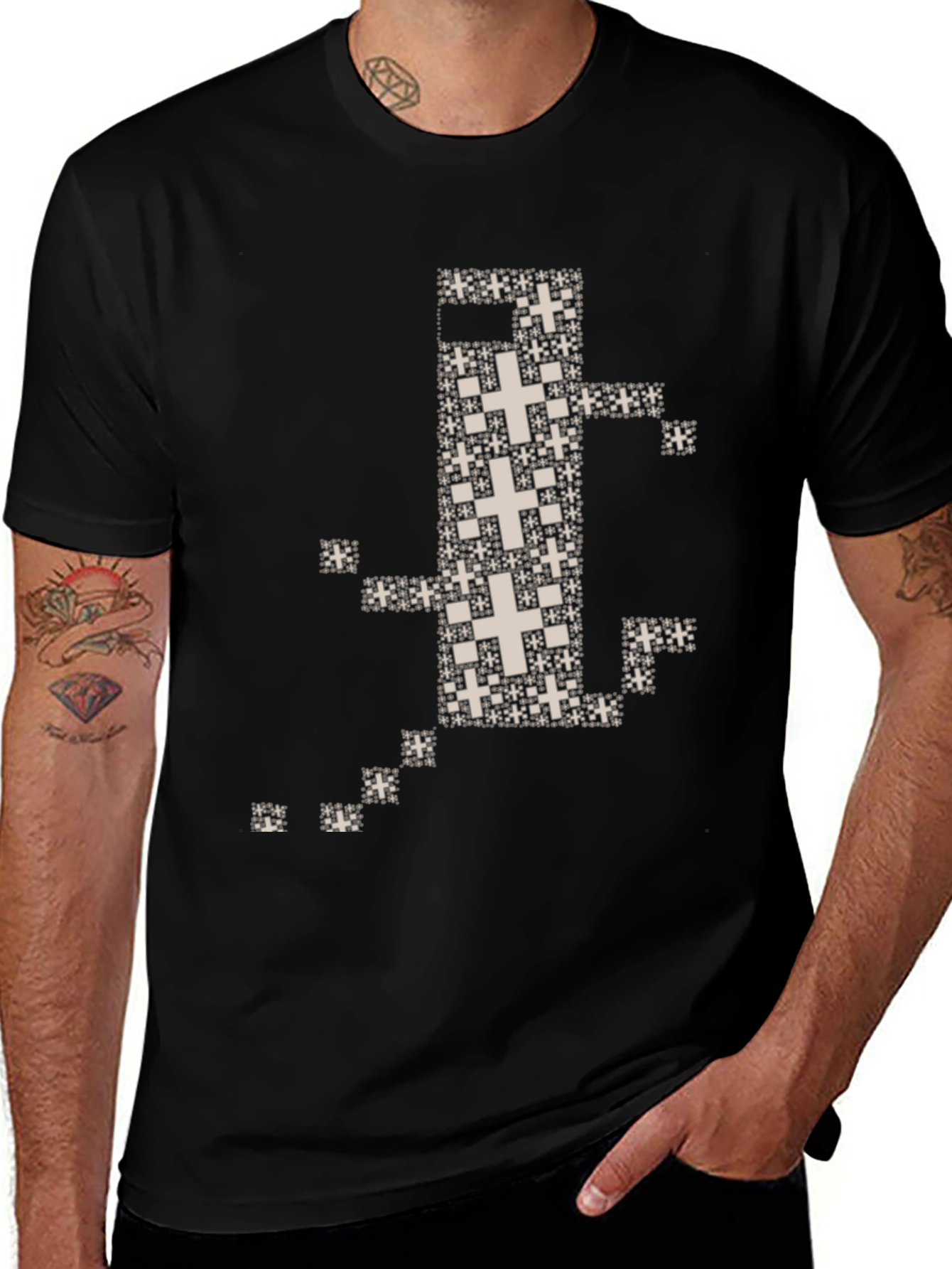 Variant 15 of Geometric Cross Fractal T-Shirt