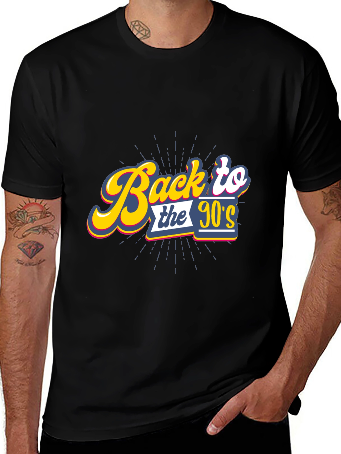 Variant 13 of Retro "Back to the 90's" Black Graphic T-Shirt
