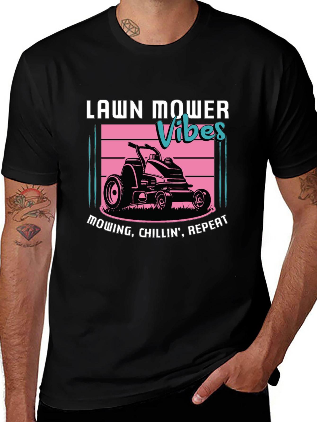 Variant 15 of Lawn Mower Vibes T-Shirt - Mowing, Chillin', Repeat