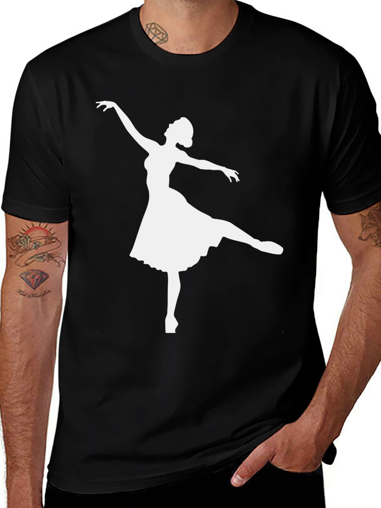 Variant 23 of Ballerina Graphic T-Shirt - Black Cotton Tee
