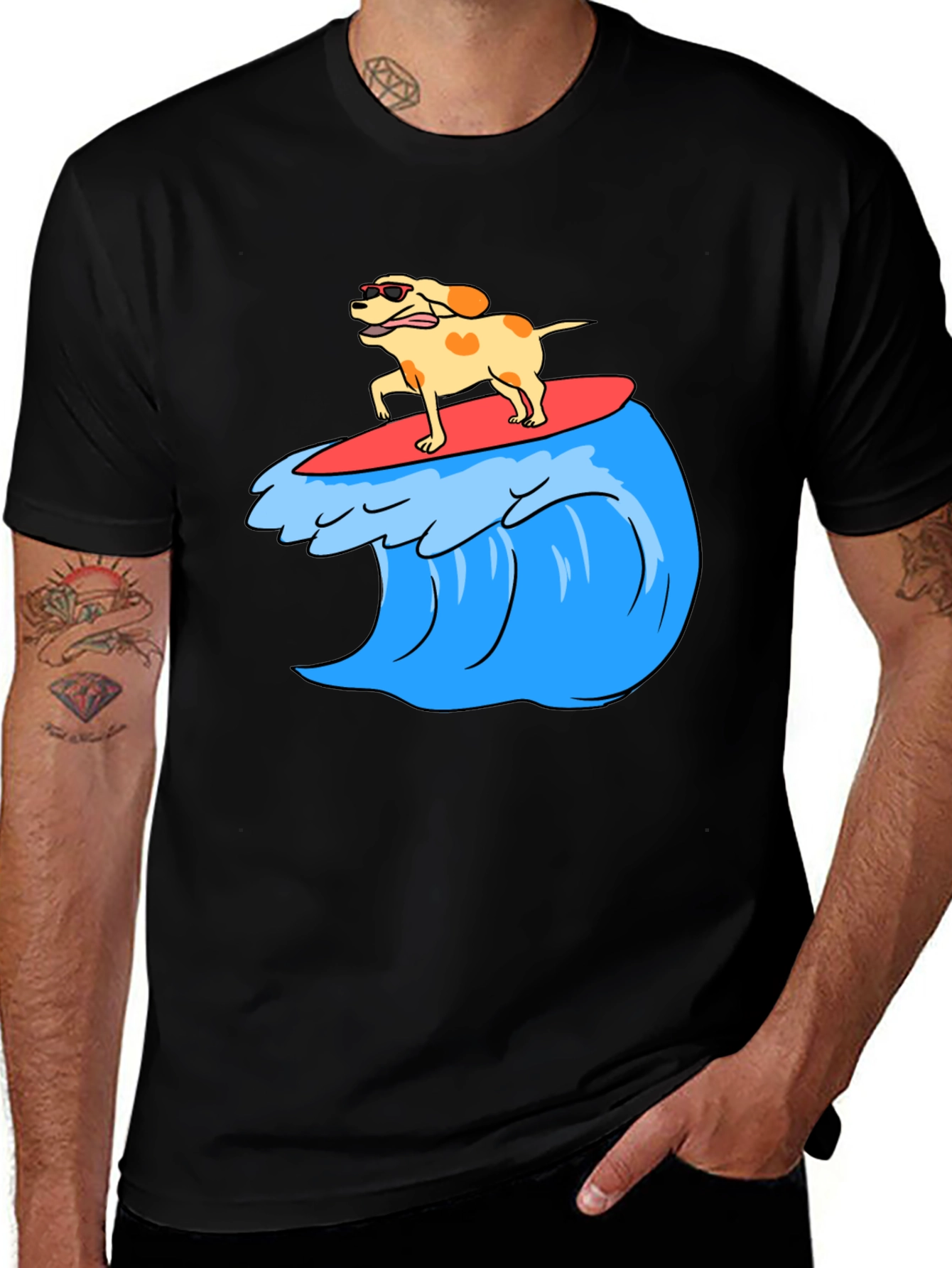 Black Dog Surfing Wave Graphic Tee main image