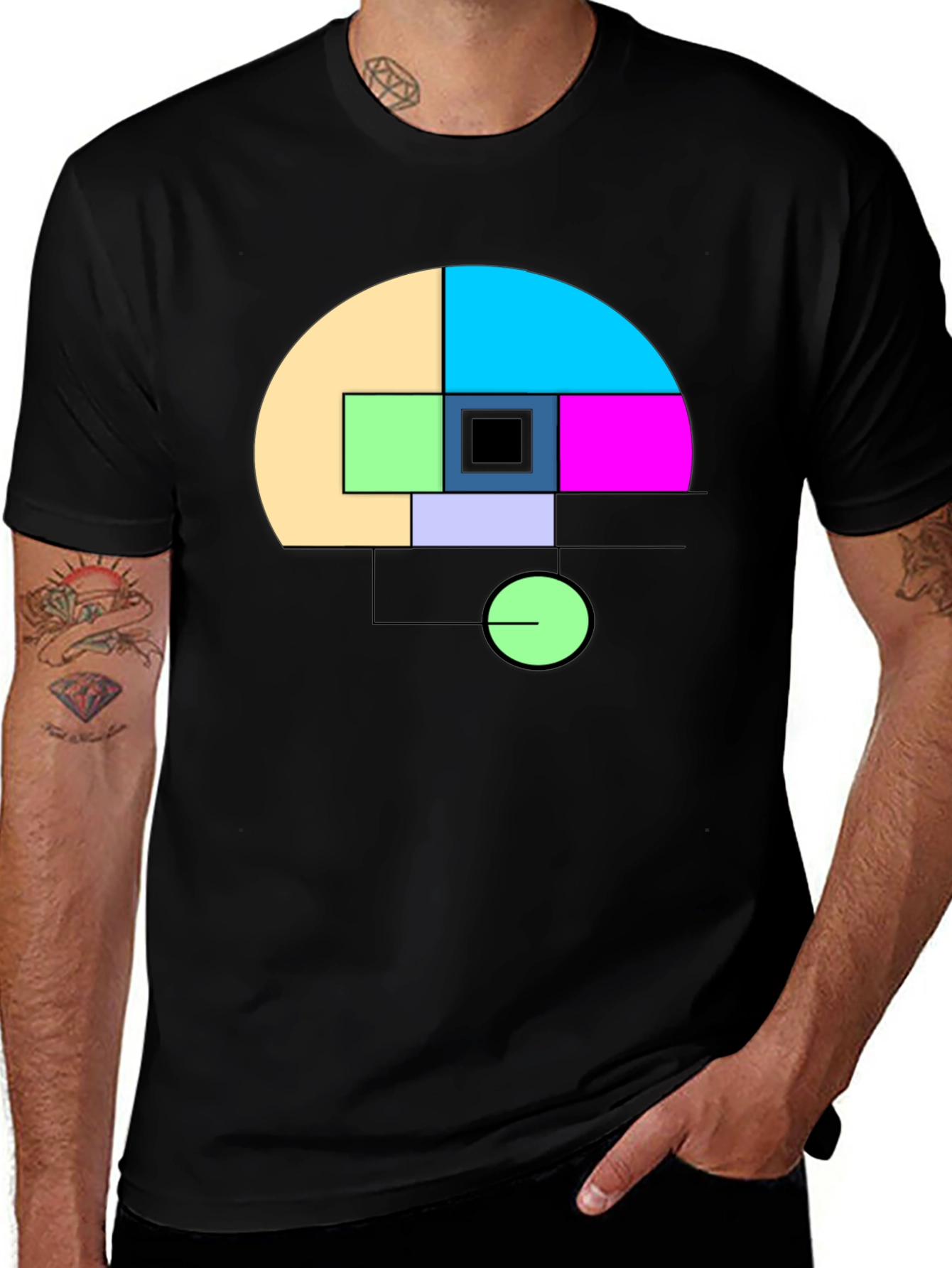 Variant 13 of Abstract Geometric Graphic Print Black T-Shirt