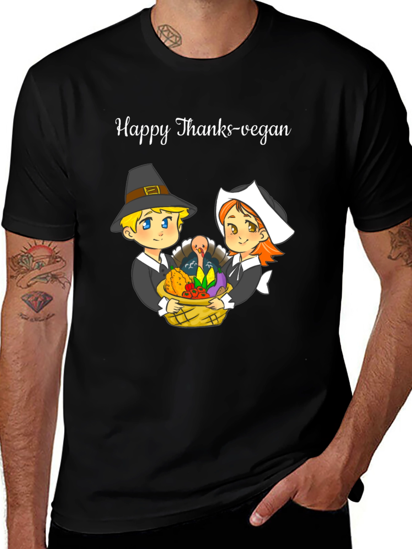 Variant 30 of Happy Thanks-Vegan T-Shirt