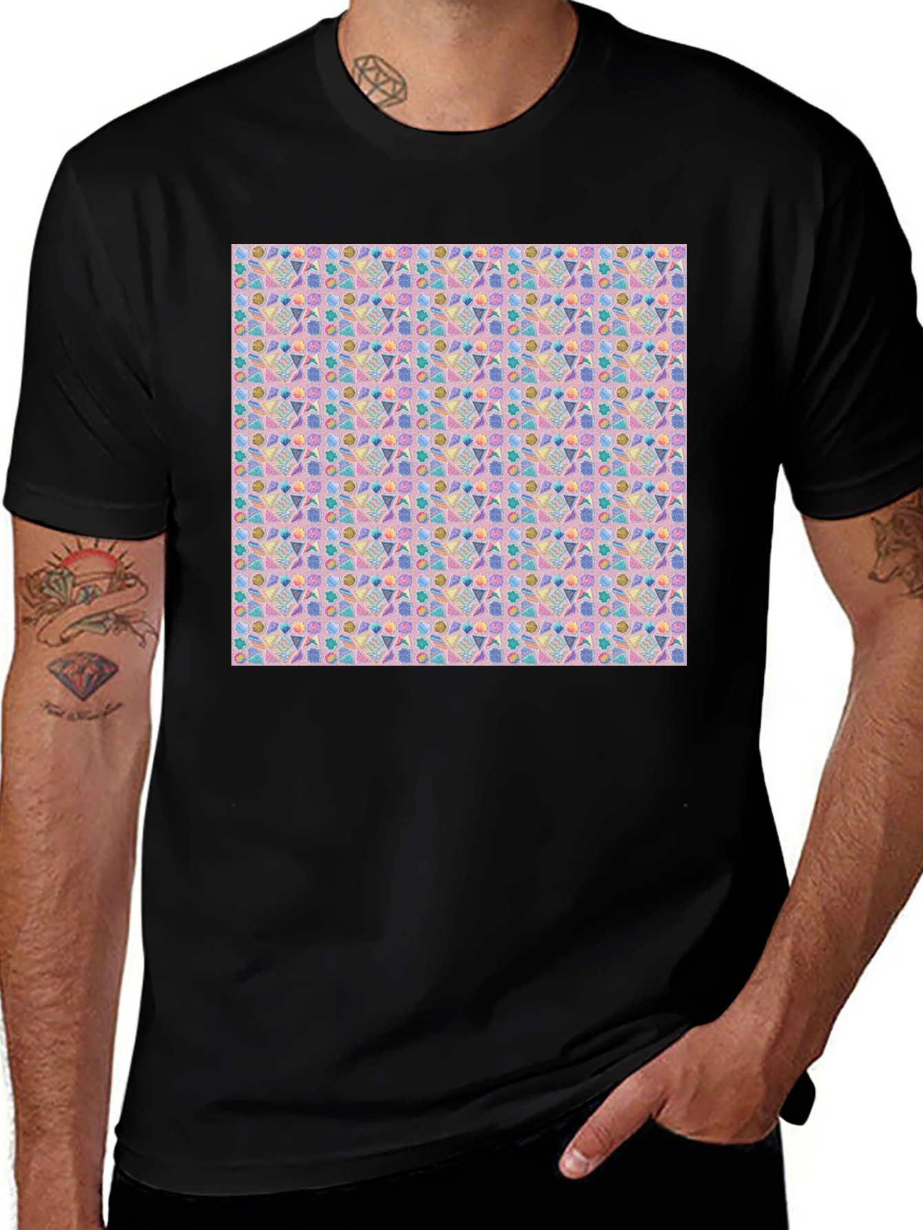 Variant 24 of Patterned Graphic Tee - Colorful Design