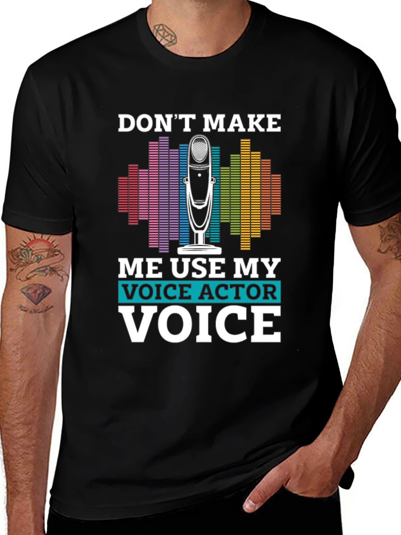 Black Voice Actor T-Shirt - "Don't Make Me Use My Voice" main image