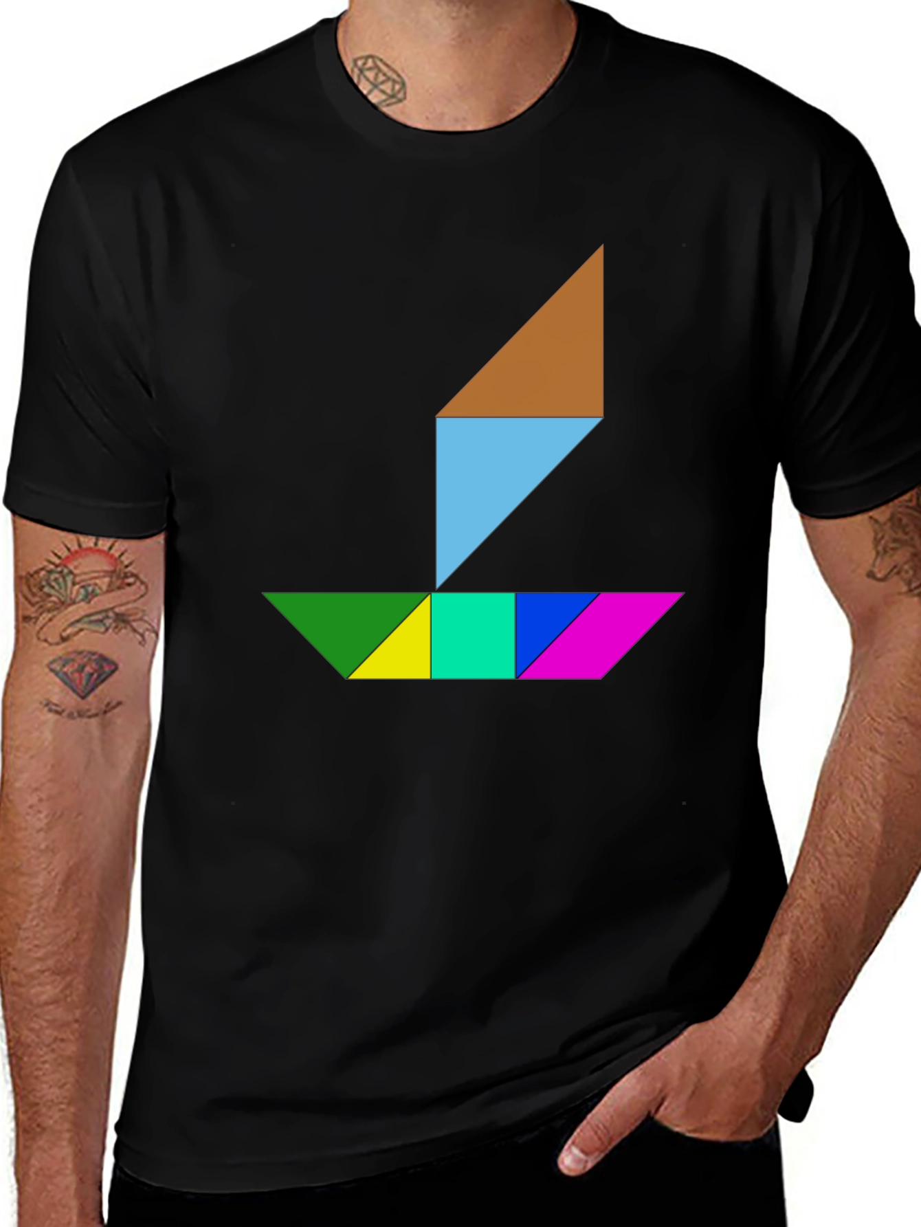 Variant 14 of Geometric Sailboat Graphic Tee